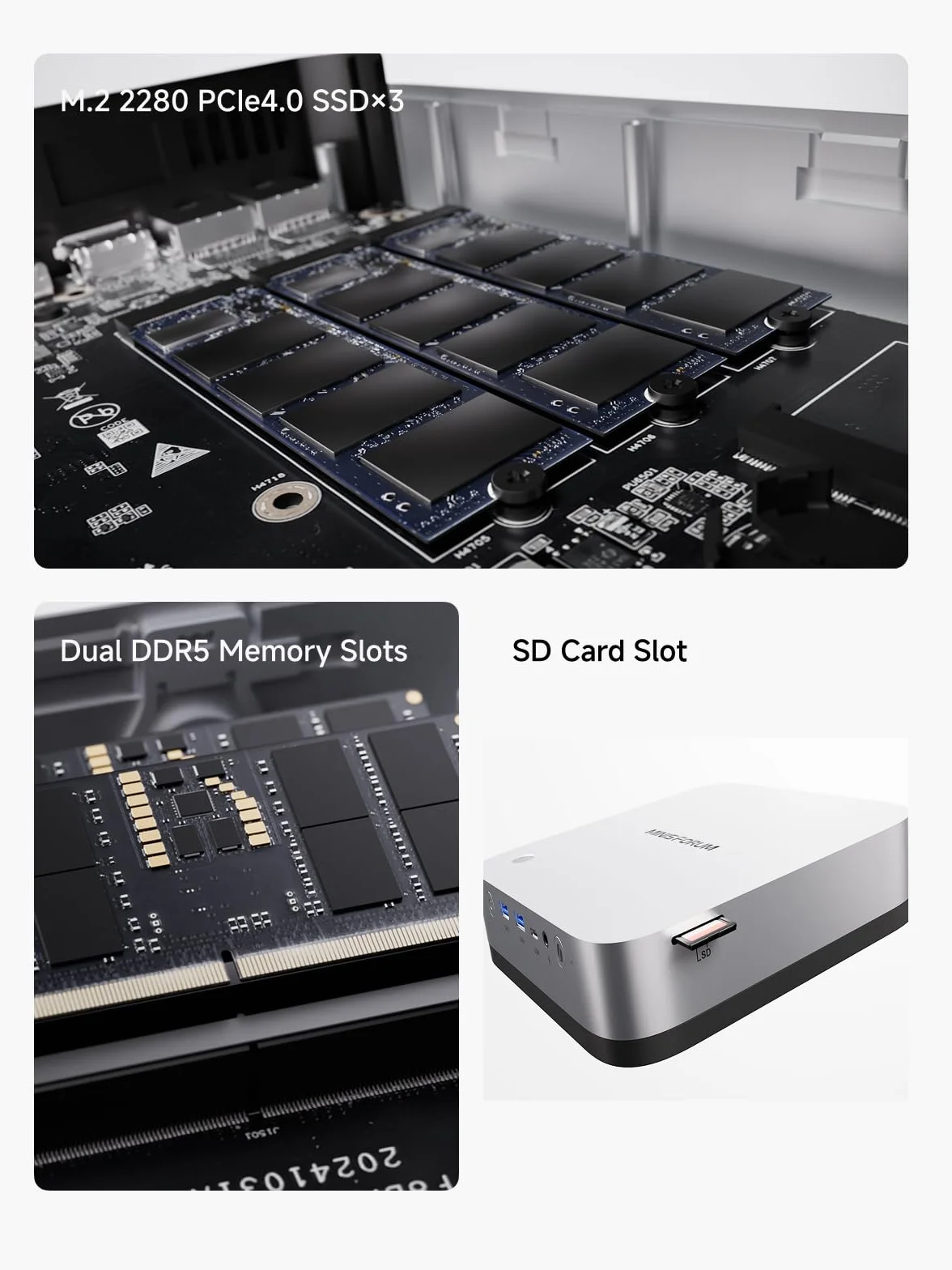 MINIS FORUM AI X1 Pro Mini PC AMD Ryzen AI 9 HX370 32GB DDR5 1TB PCIe 4.0 SSD 4K Quad Display Dual LAN 2.5 WiFi 7 BT 5.4 Oculink