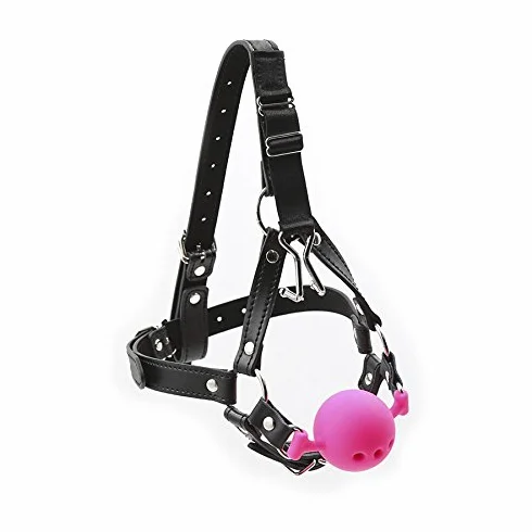 BONDAGERIE® Gàgbàll rosa con fori e ganci per il naso, Taglia L