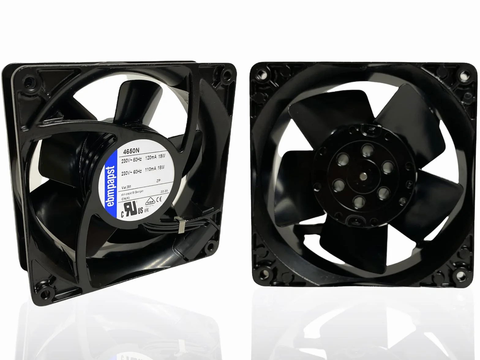 eRicambi, Ventilatore Assiale EBM - PAPST 4650N, con Struttura e Rotore in Metallo, Dimensioni 119x119x38mm, Potenza 19W, Velocità di Rotazione 2650rpm