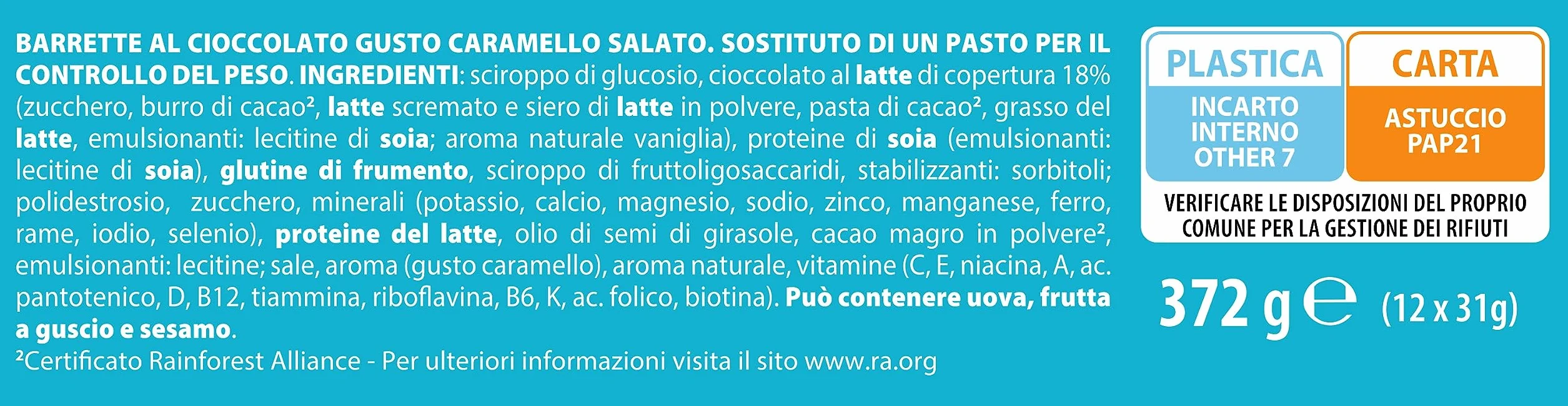Pesoforma Barrette Gusto Caramello Salato 6 Pasti Sostitutivi Dimagranti 225 Kcal Ricco In Proteine 372 g