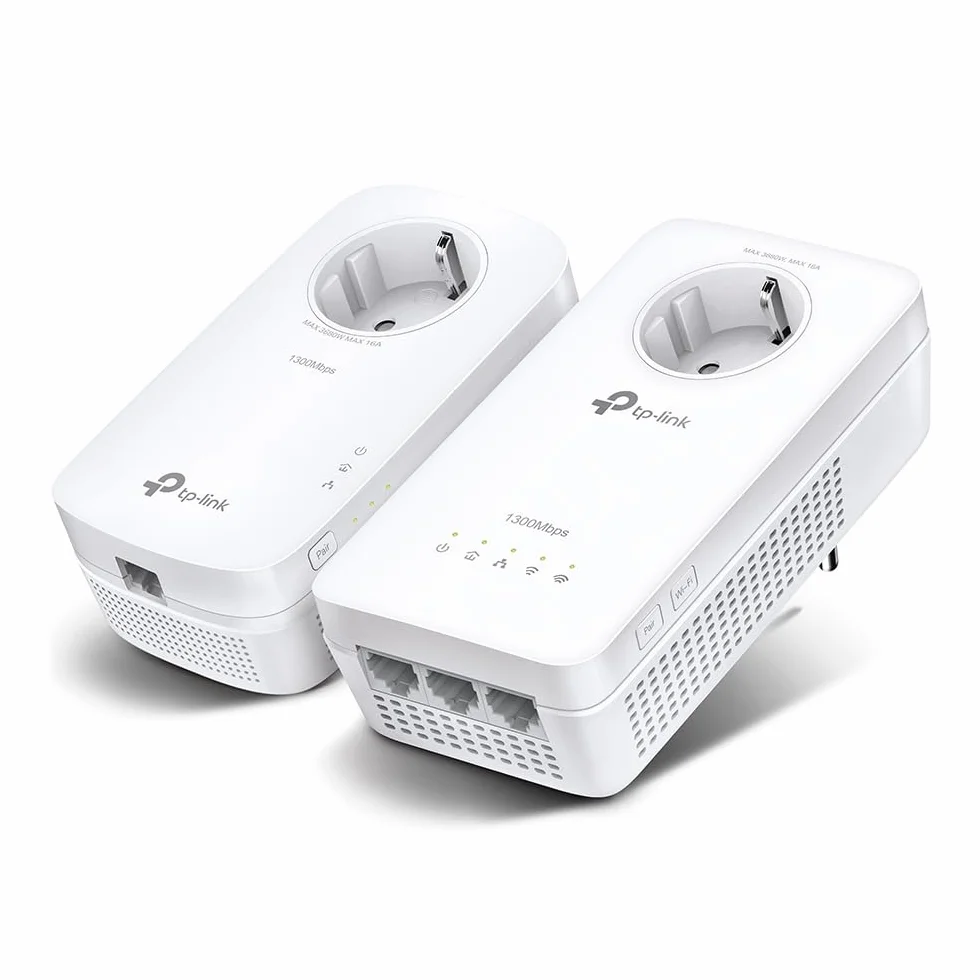 Tp-Link Tl-Wpa8631P Kit Powerline Wifi, Av1300 Mbps Su Powerline, Ac1200 Mbps Su Wifi Dual Band, 3 Porte Gigabit, Plug And Play, AV1300 Wi-Fi AC1200 con presa, Bianco