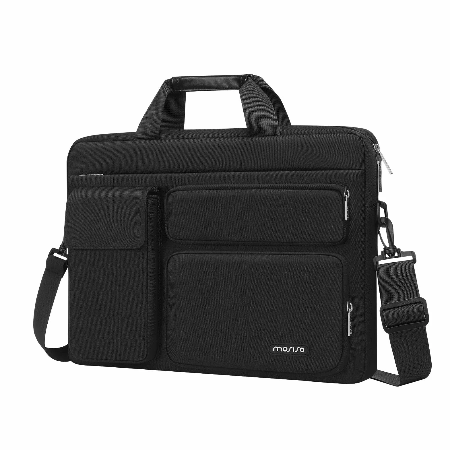 MOSISO 16 pollici Borsa Tracolla Laptop,15-15,6 pollici Custodia PC Compatibile con MacBook Air 15/Pro 16/Pro 15,Dell XPS Plus, Borsa Tracolla con Apertura Laterale&4 Tasche Cerniera, Nero