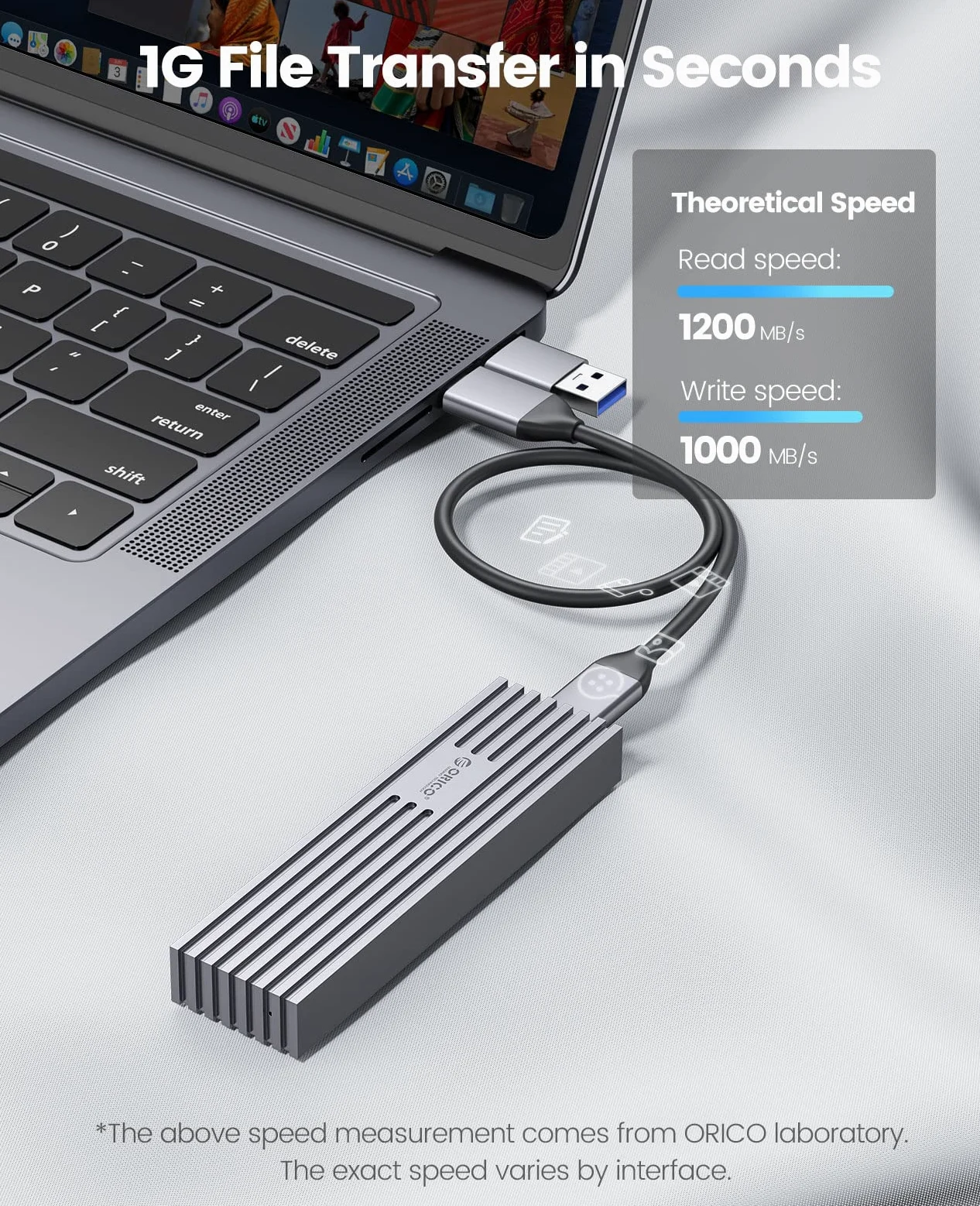 ORICO Case SSD M.2 NVMe Adattatore a 10Gbps USB3.2 Gen2 USB-C PCIe per NVMe M-Key/M+B Key SSD 2230/2242/2260/2280, Upgrade M2 ​​SSD Enclosure in Alluminio (Gilet di Raffreddamento, UASP, 4 TB)-M232GY