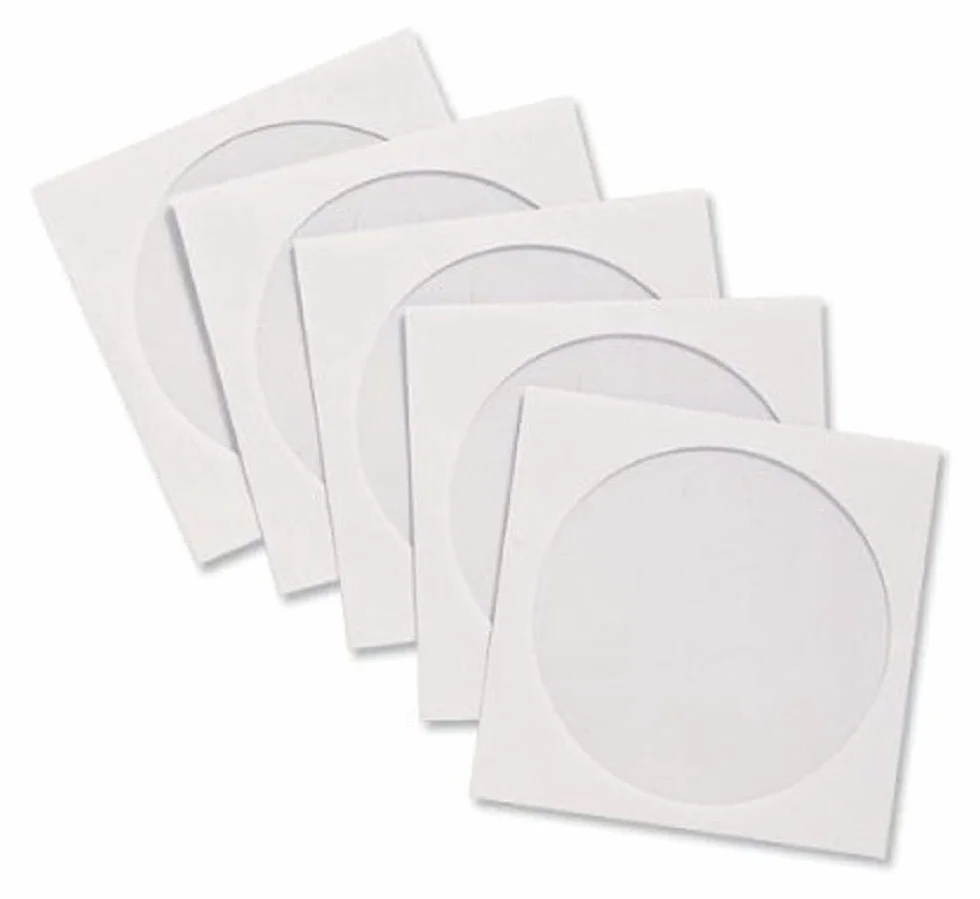 DragonTrading®, buste di carta per CD/DVD/BluRay, 25 pezzi bianchi di alta qualità con finestrella trasparente