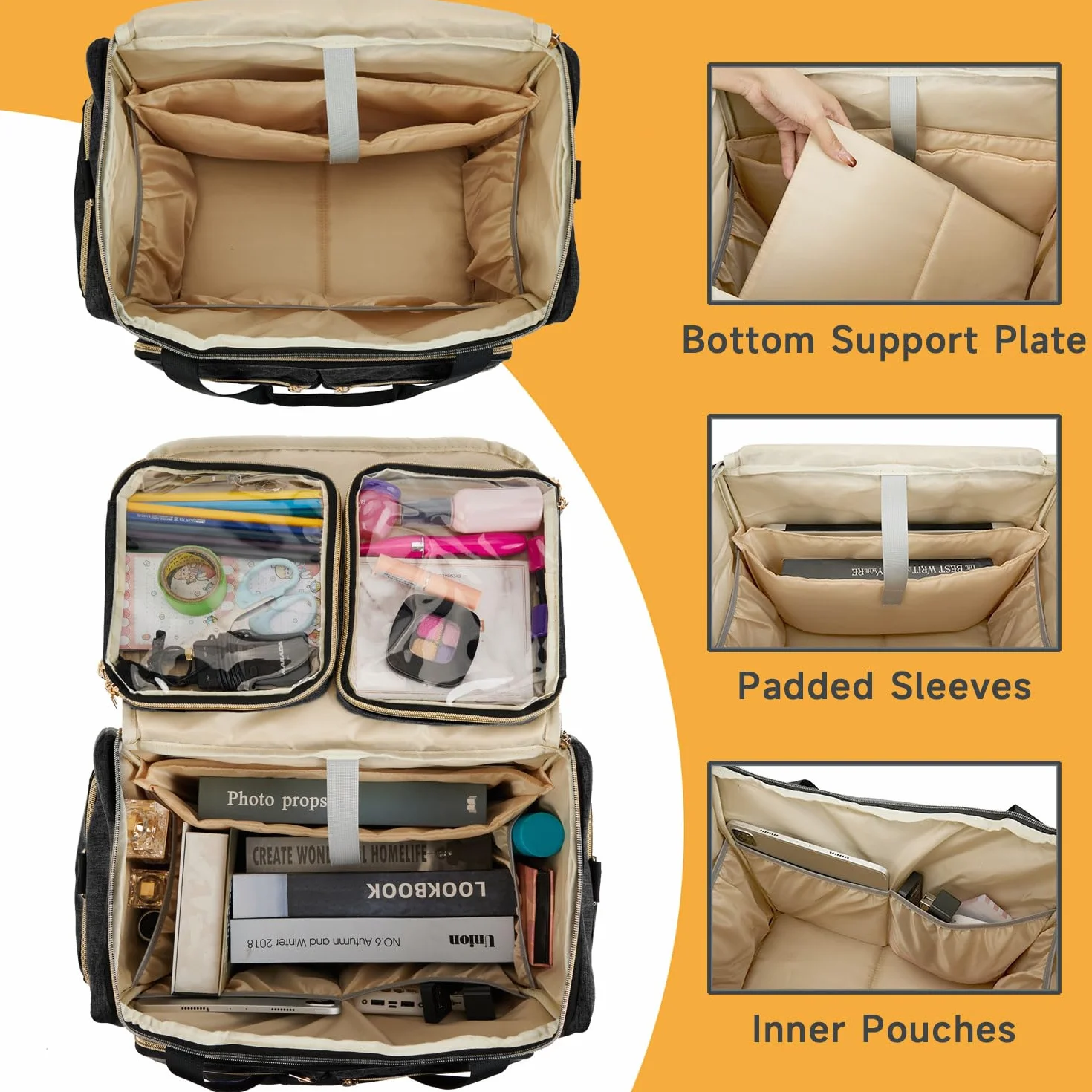 Arxus Borsone Trolley per Insegnanti con 4 Ruote per Laptop 15,6", Nero