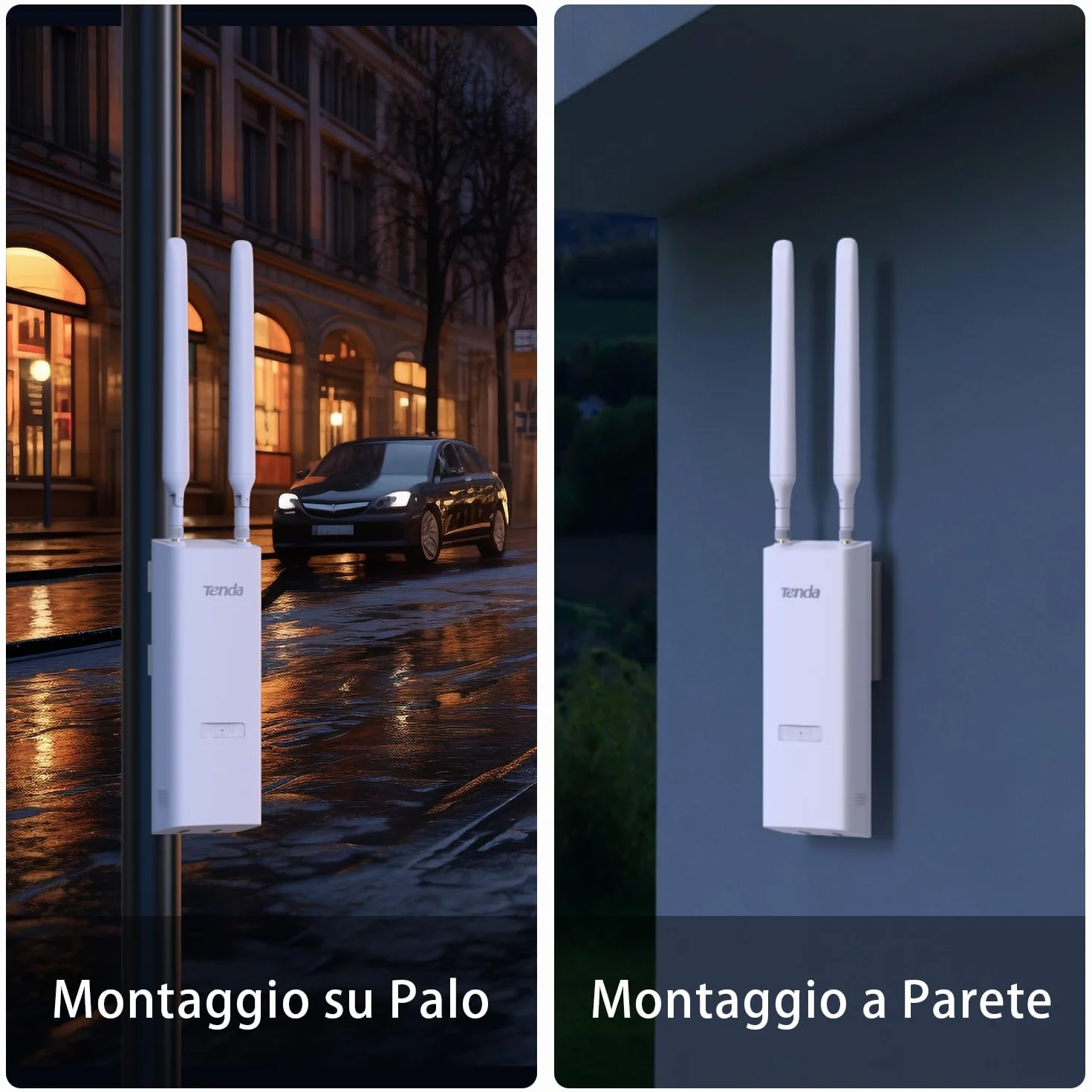 Tenda OAP1200 Access Point Esterno AC1200 Doppia Banda, Indoor/Outdoor Access Point 1200Mbps, IP65, MU-MIMO, OFDMA, Roaming Senza Interruzioni, Fino a 256 Dispositivi, PoE 802.3af & Passive PoE