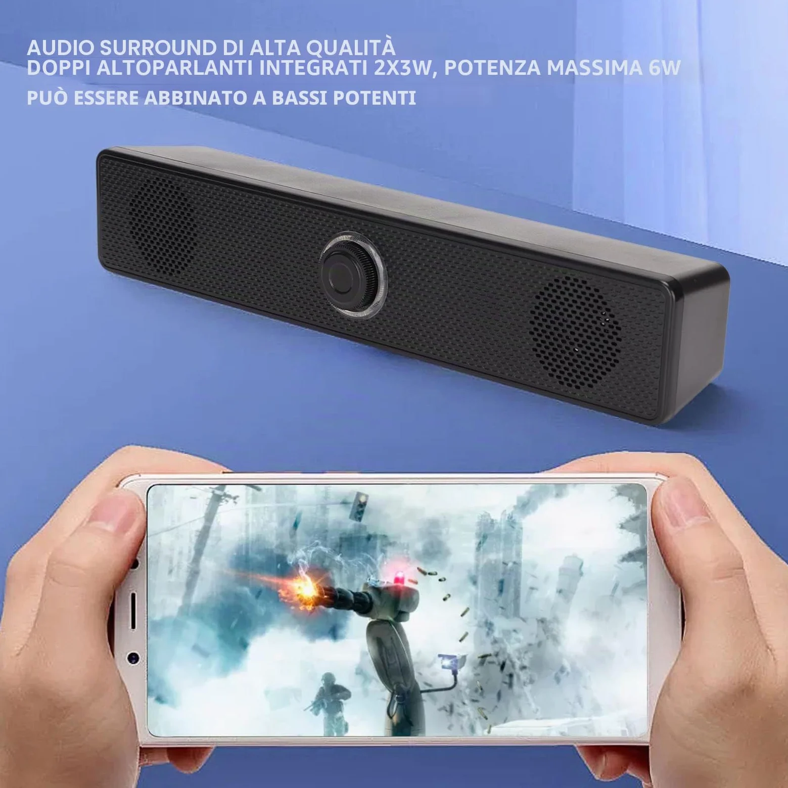 GOWENIC Altoparlante per Computer Cablato 350T, Altoparlante da Tavolo USB Soundbar Mini Altoparlante Soundbar con Ingresso da 3,5 Mm e Controllo del Volume per PC Tablet Desktop Cellulare Laptop