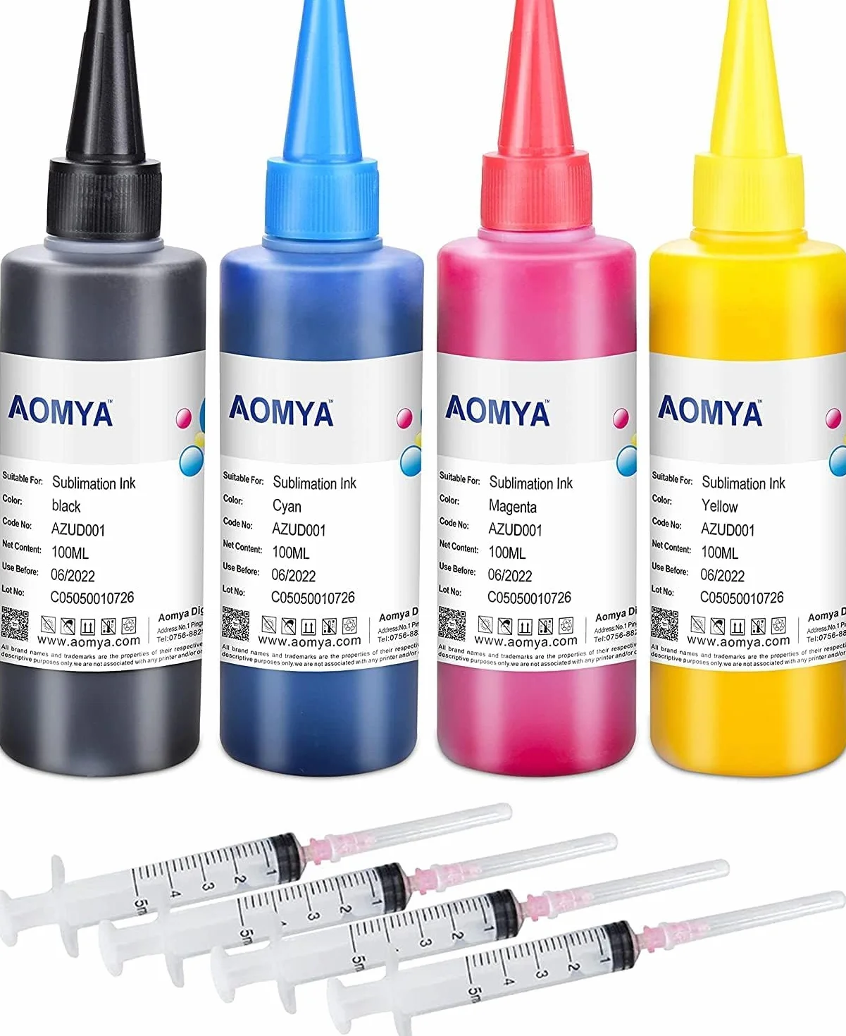 Inchiostro 4 x 100 ml Sublimatico compatibile per Epson, Brother, Roland, Mimaki, Mutoh, CMYK