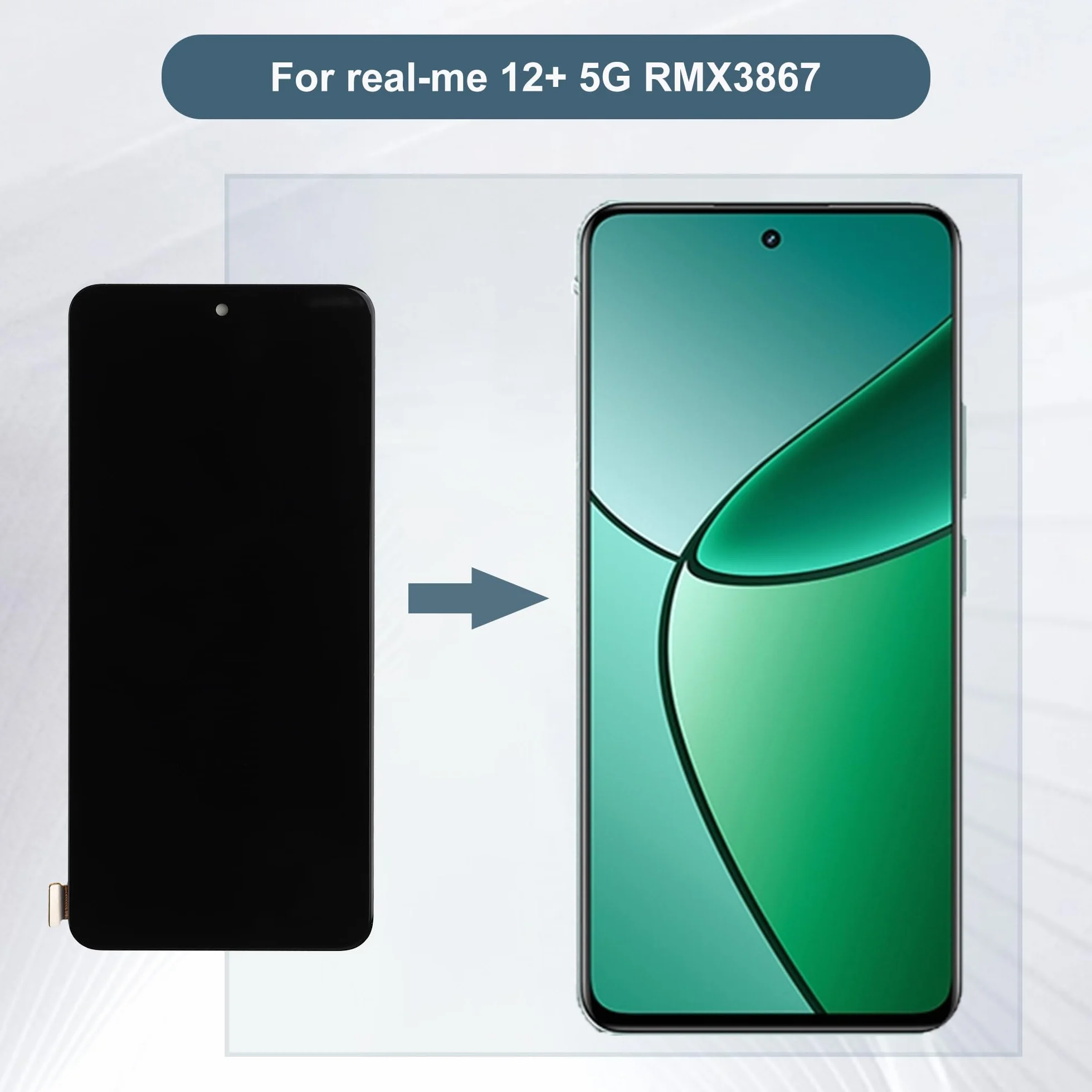 Display di ricambio compatibile con Realme 12+ 5G RMX3867 da 6,67" LCD Display Touch Screen Assembly con strumenti