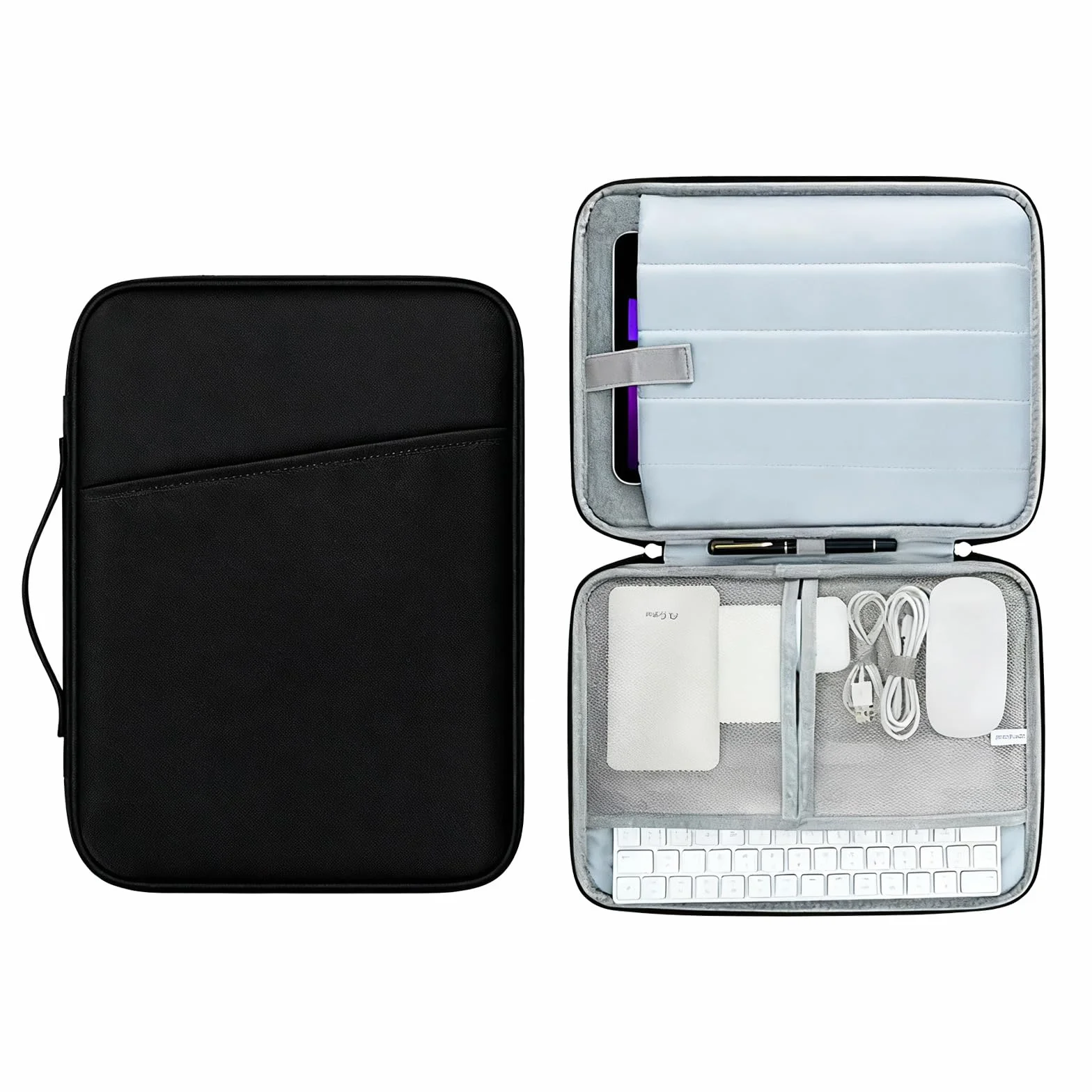 Custodia Tablet 13 Pollici con Tasche, Borsa Protettiva Compatibile iPad Pro 13" M4/Air 13" M2 2024, iPad Pro 12.9, Galaxy Tab S10+/S9 FE+, Surface Pro 12-13", Nero