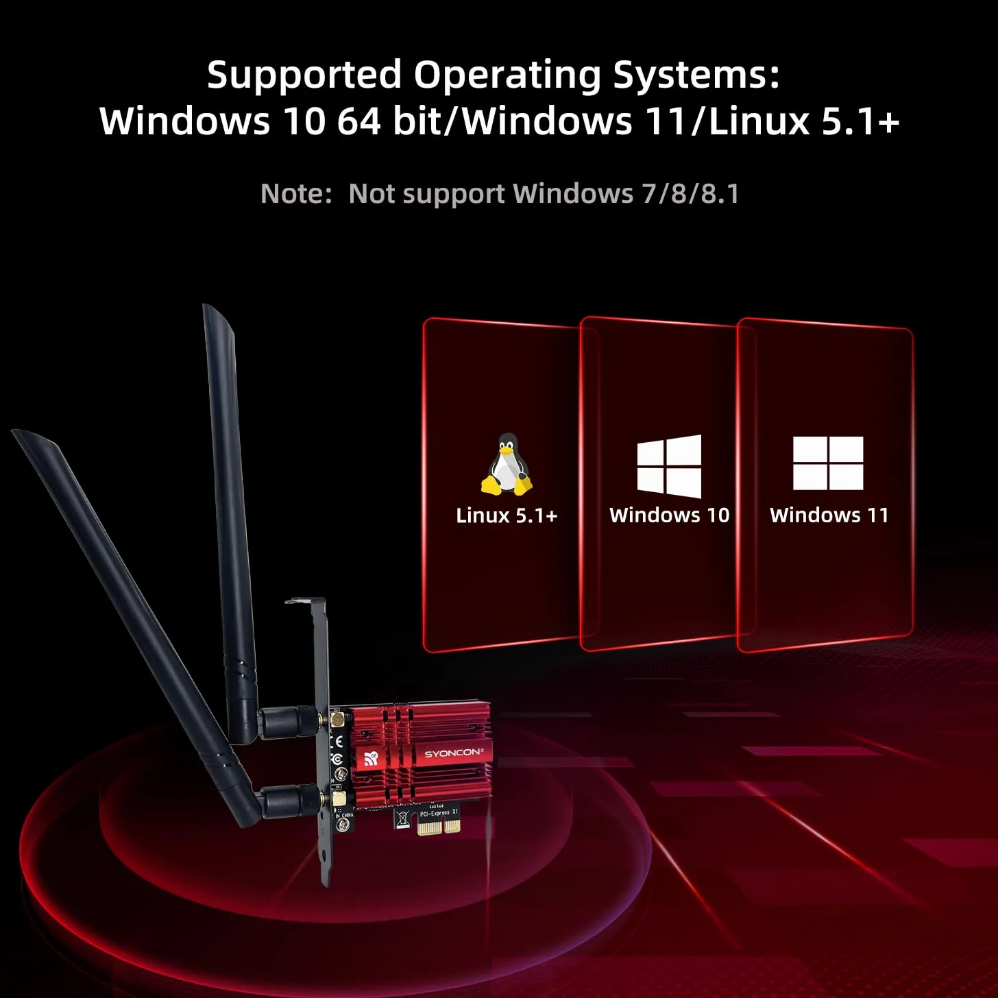 Scheda WiFi 6E PCIe AXE5400 Chipset intel AX210 con Bluetooth 5.3 Scheda di rete Wireless PCI Express Adattatore Tri-Bande (6GHz/5GHz/2.4GHz) 5374Mbps per PC fisso Windows 10/11 (Rosso)