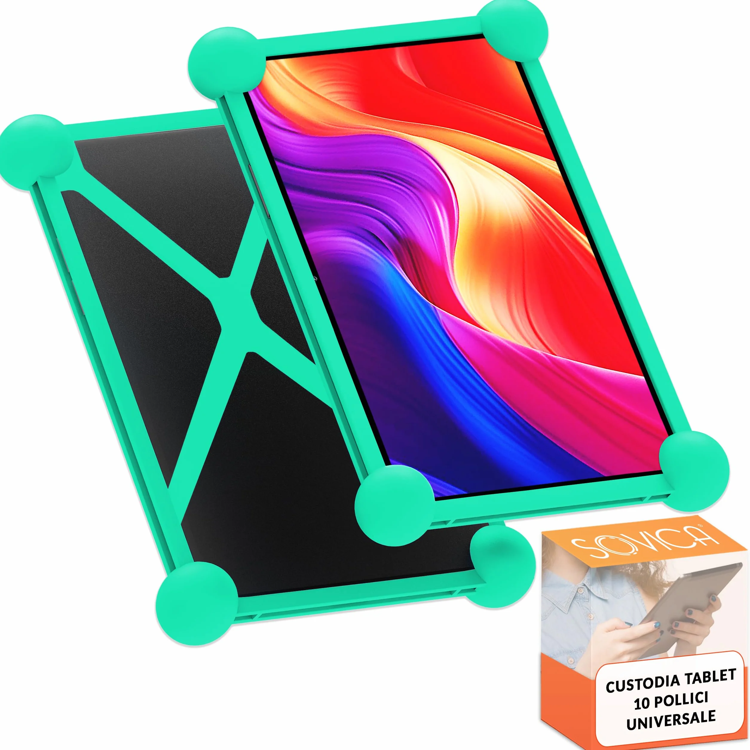 Custodia tablet 10 pollici universale silicone per tablet 10" Verde