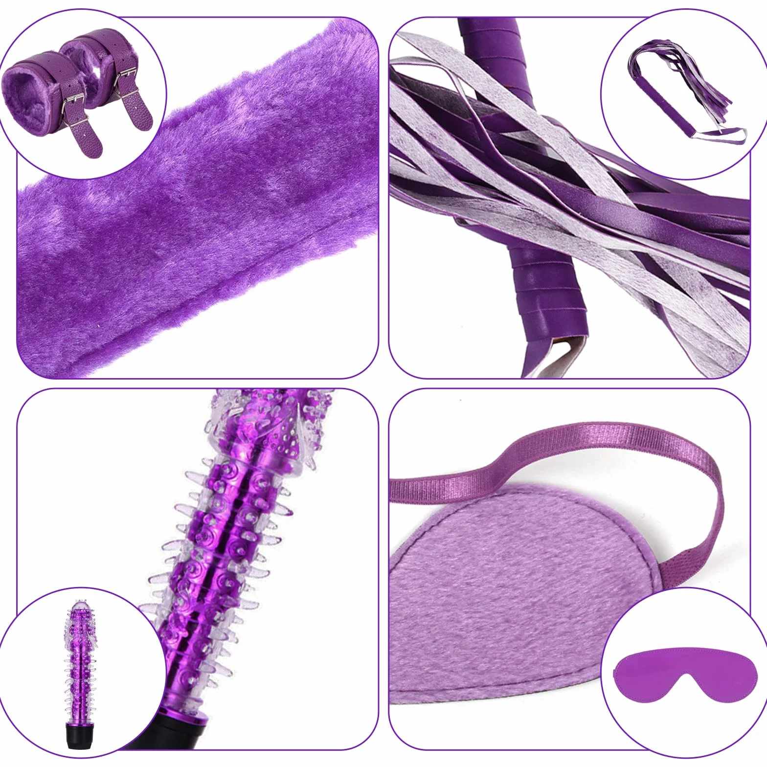 Qoosea 15 Pezzi Bondage Kit SM Set Erotico Giocattoli Sessuali BDSM Manette per Principianti e Esperti Viola