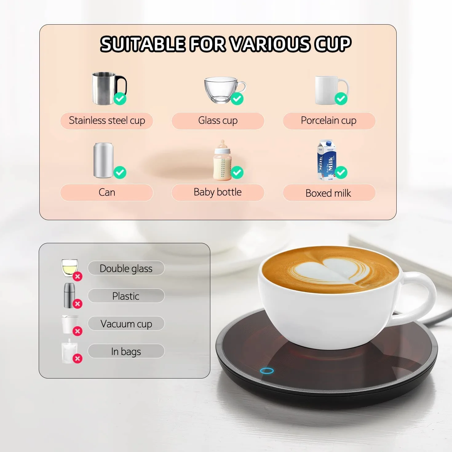 Scaldatazze Elettrico Professionale | Scalda Caffè con Timer | Piastra Riscaldante per Caffè Tè Latte | Scalda Bevande da Ufficio | Scaldino Tazza