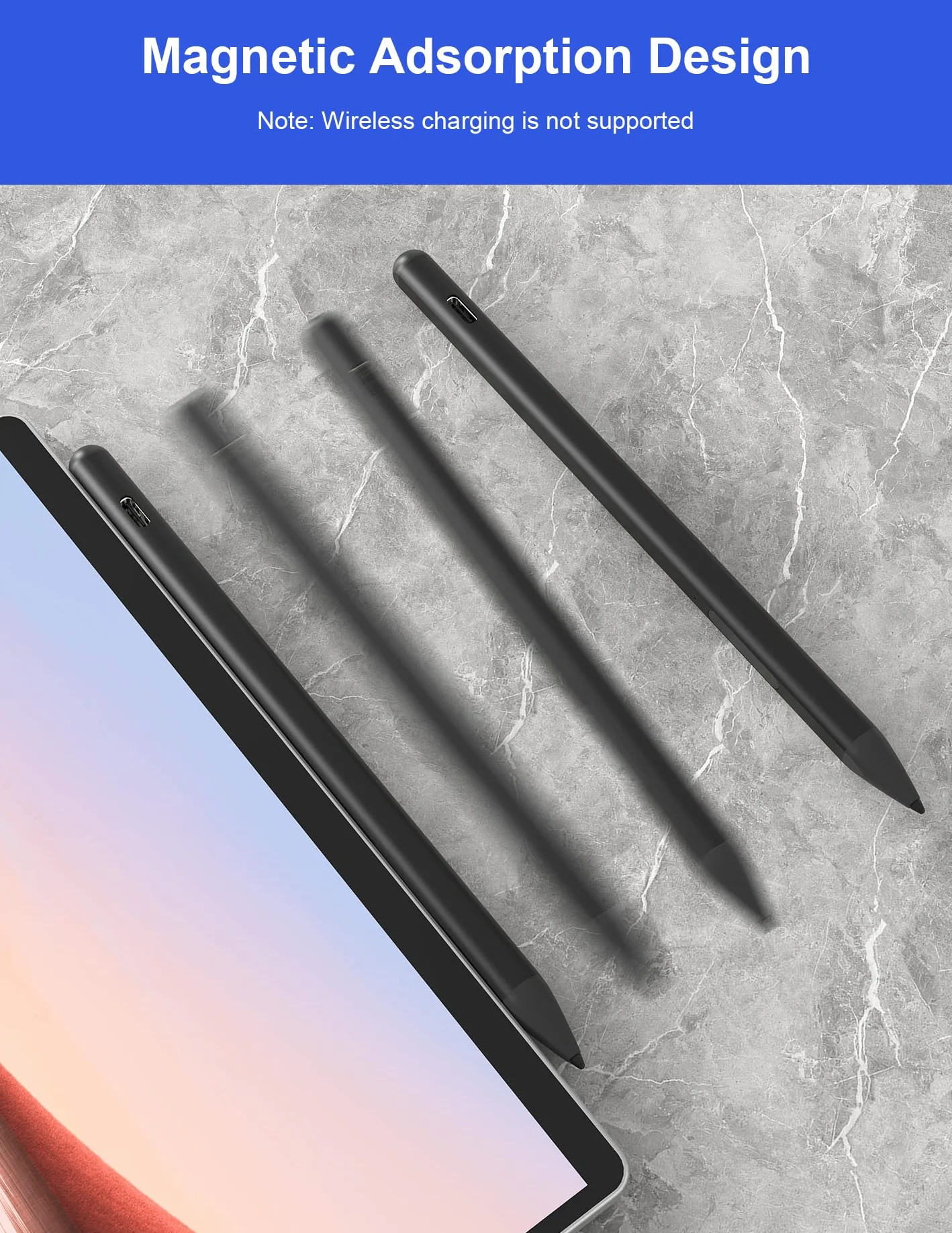 Penna per Surface Pro 12/11/10/9/8/7/X, Stylus Ricaricabile con Rigetto del Palmo, 4096 Livelli di Pressione, Magnetica per Surface Laptop 1-5, Surface Go 1-4, Book, Studio