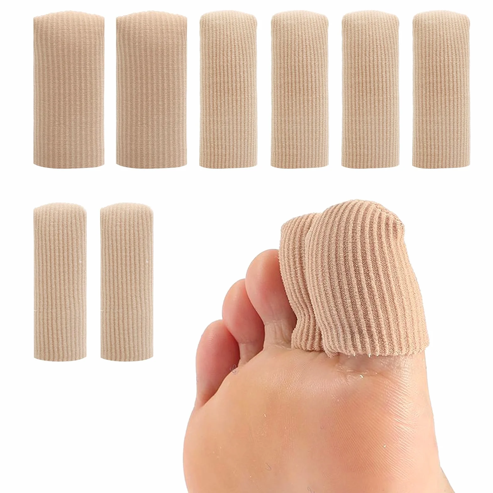 HENGBIRD Set di 8 proteggi dita piedi, protezione alluce, tubolare per dita piedi, per sport e uso quotidiano