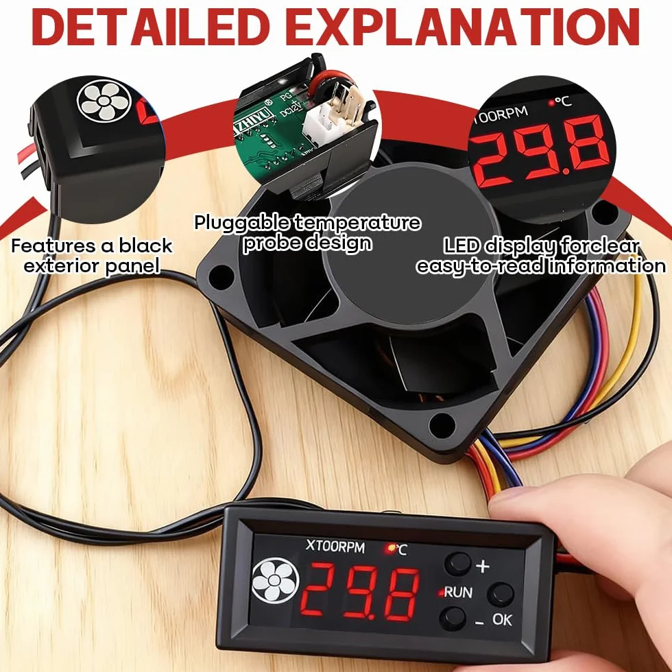 Regolatore di Velocità Ventola 12V DC 4 Fili PWM 3A 25kHz con Display Digitale Temperatura