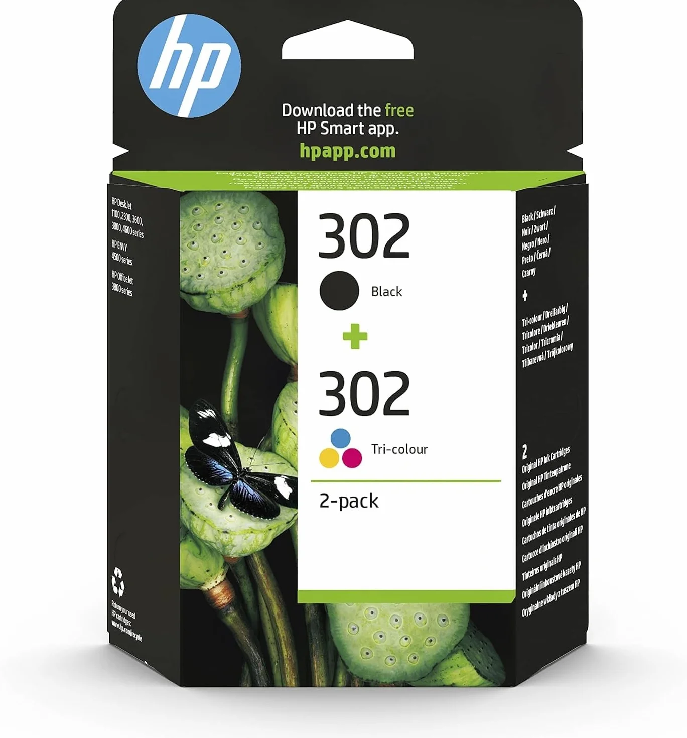 HP 302 Nero e Tricromia Cartucce Originali 2 Pezzi Compatibile con Stampanti HP DeskJet Envy OfficeJet