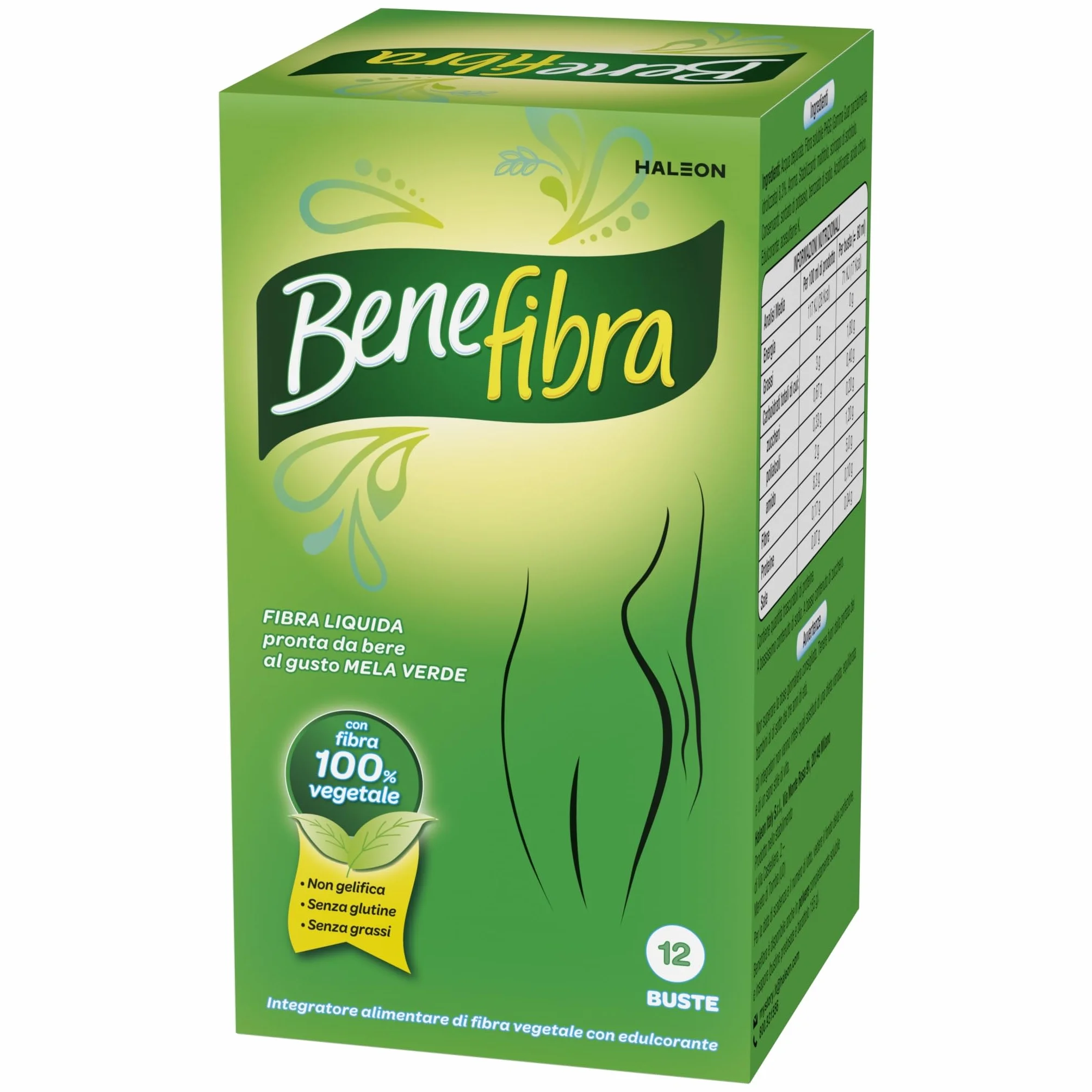 Benefibra Integratore Alimentare Fibra Flora Intestinale Gusto Mela Verde 12 Bustine