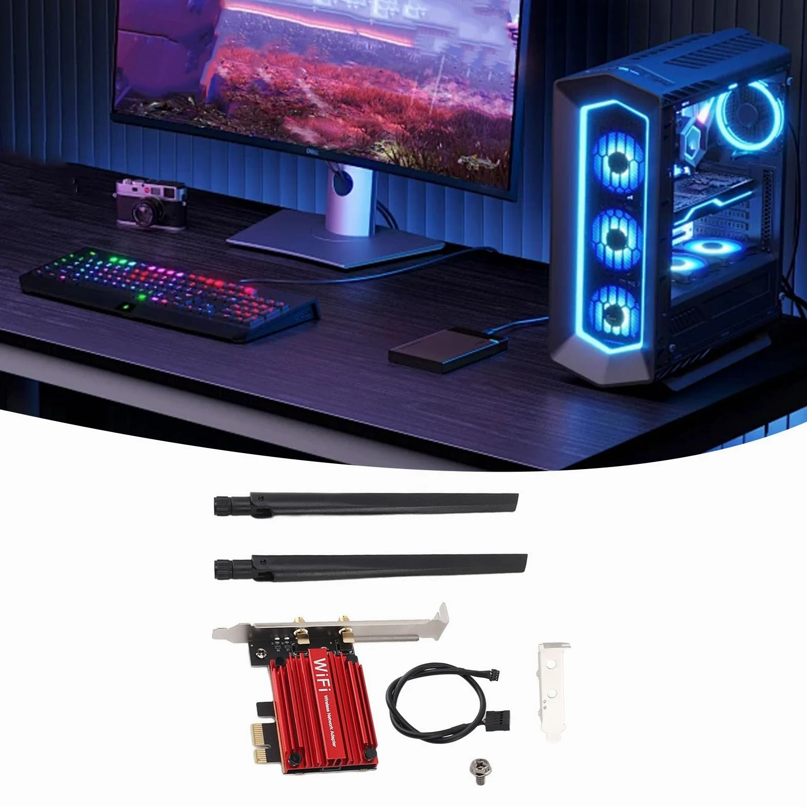 Scheda WiFi 6, 3 Bande 2.4G 5.8G 6G PCIE Scheda di Rete WiFi Wireless Bluetooth 5.3 Stabilizzare AX210 per PC Desktop per 10 11