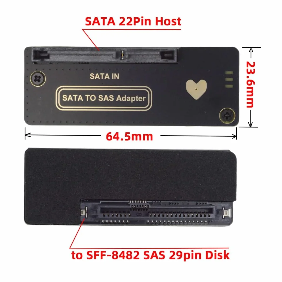 cablecc Adattatore RAID SAS-SATA 29 pin SFF-8482 a 7+15 unità disco rigido 22 pin con chipset e porta di alimentazione