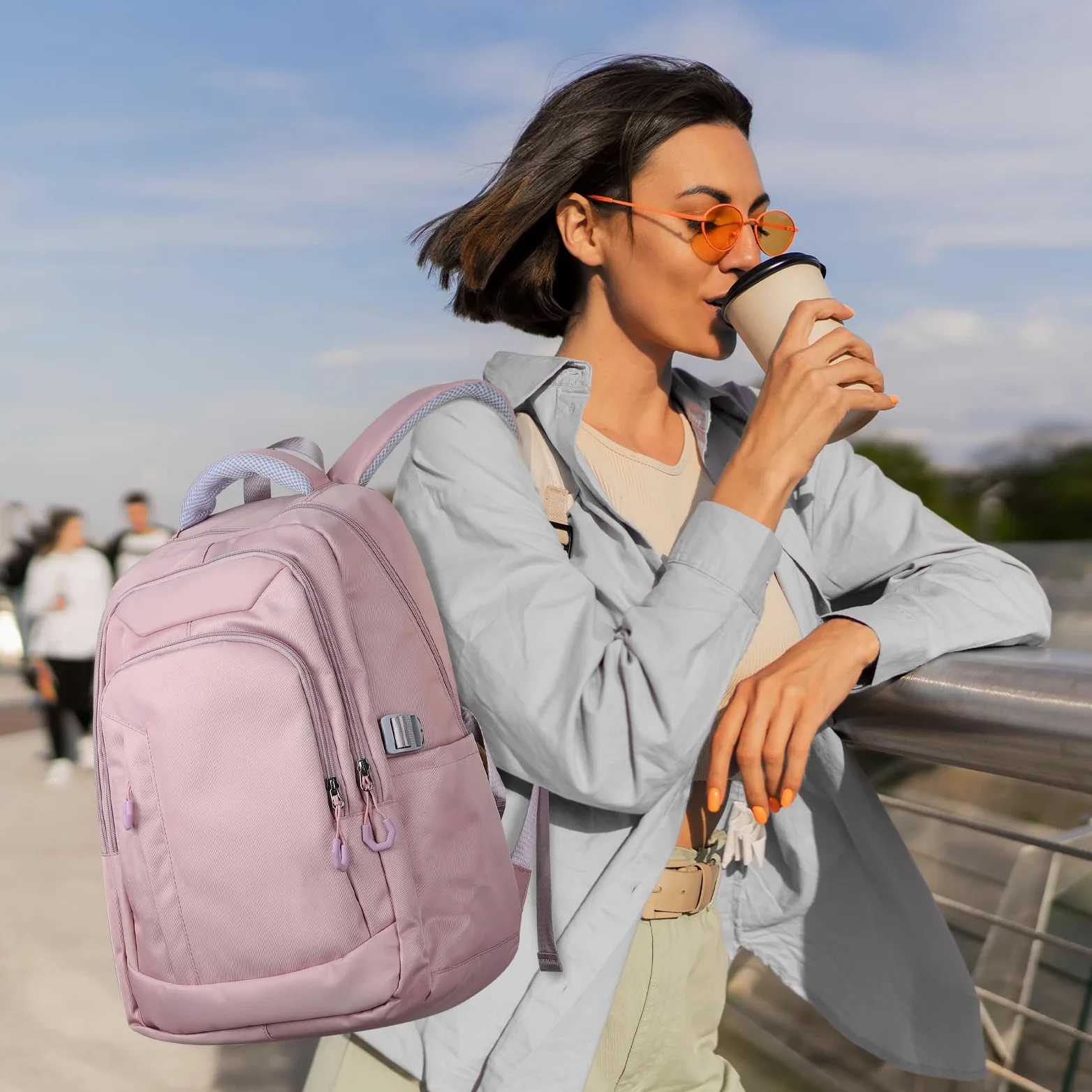 Zaino Porta PC 15.6 Multifunzione per Donna, Computer Portatile Comodo e Traspirante per Campeggio e Escursionismo