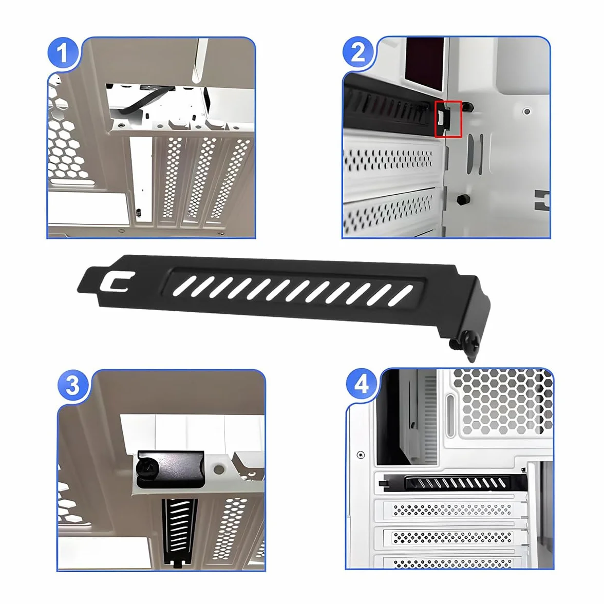 Pezzi in Lega di Acciaio Pci Slot Staffa di Copertura Full Size Slot di espansione Piastra di Copertura Nera con Viti per Case del PC Flusso d'Aria Antipolvere per Case del Computer