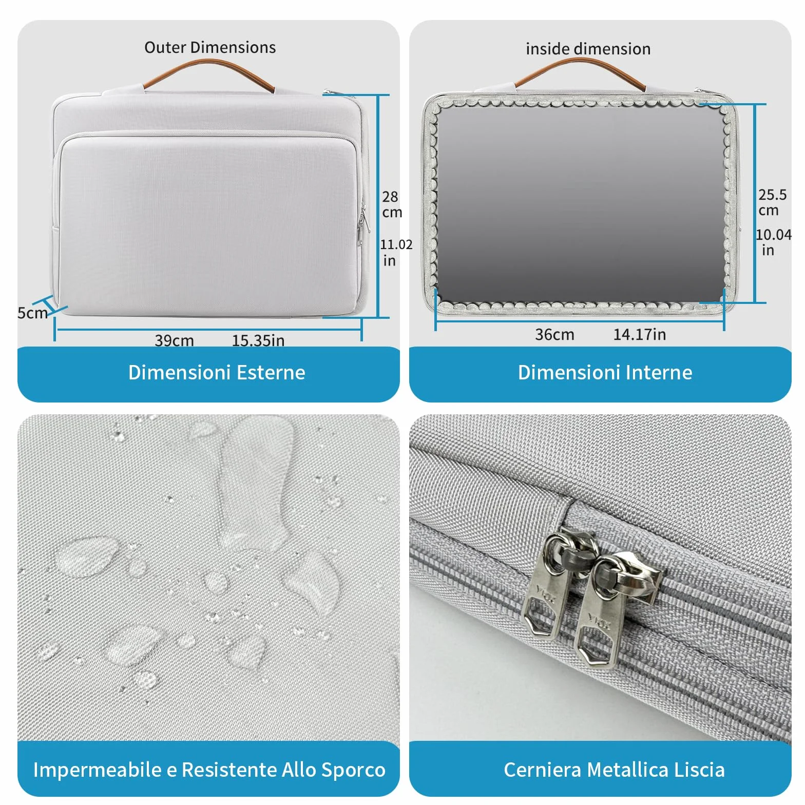 NIMOSA Porta pc Portatile Borsa Pc 15.6 Pollici con Protezione a Cuscini d'Aria - Impermeabile, Zip YKK Borse laptop per Porta MacBook Pro/Air, per Laptop In Viaggio d'Affari