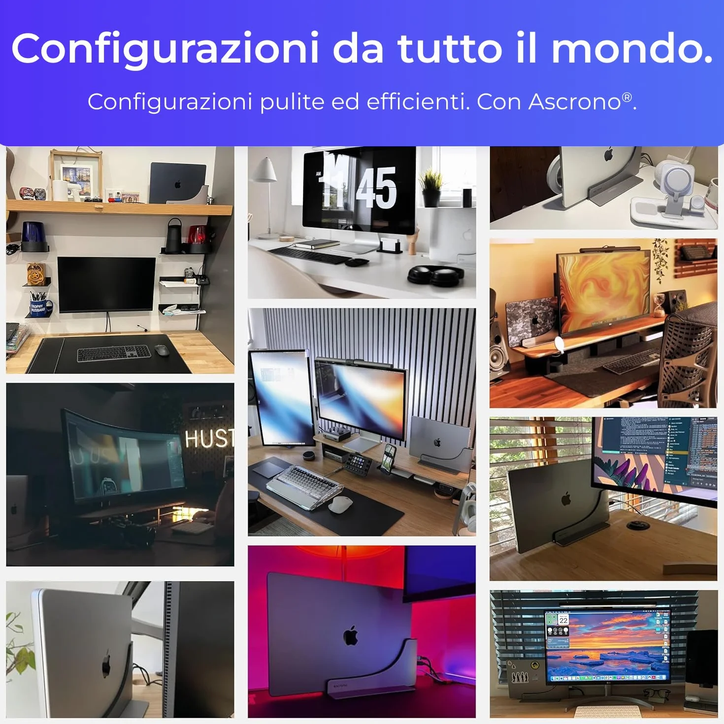 Ascrono Hub della stazione di aggancio verticale | Compatibile con Apple MacBook Air 13 (2022 M2) | Dock compatibile con 2 porte USB-C (40 Gbps) Thunderbolt-4