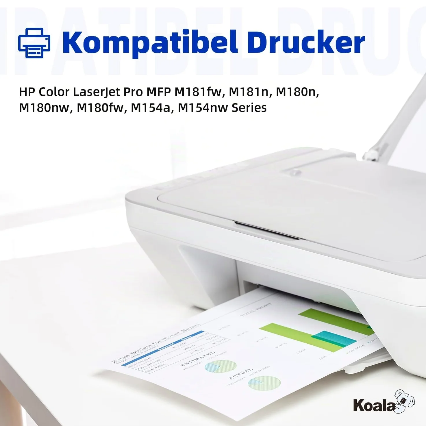 Koala Toner 205A (Con Chip) compatibile con HP 205A CF530A CF531A CF532A CF533A Multipack per stampanti HP Color Laserjet Pro MFP M181fw M180n M180nw M154a M154nw Toner (4 Pack)