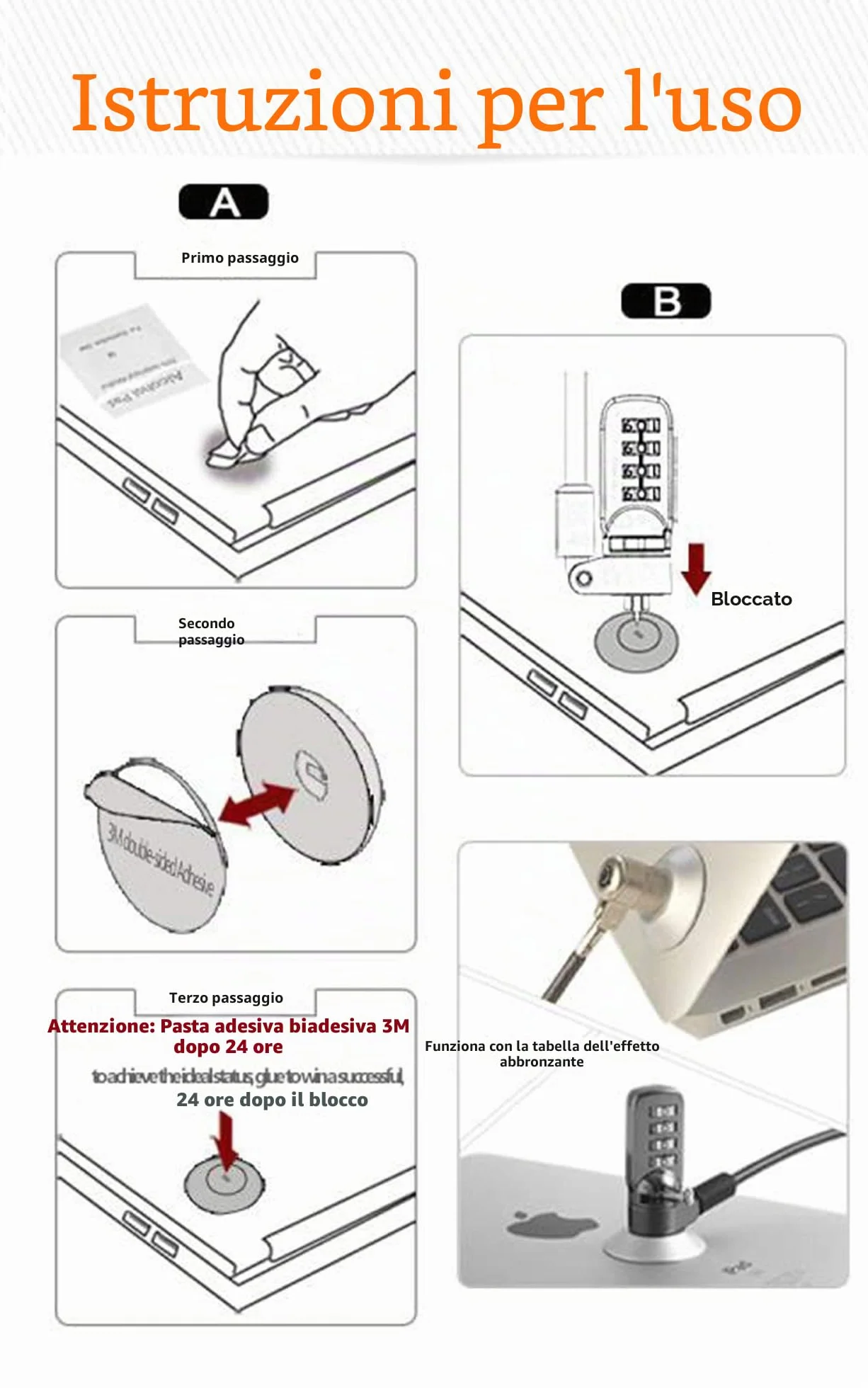 di cavo di Sicurezza Hardware cavo di Sicurezza con Lucchetto Antifurto con per Tutti i Desktop, Laptop, Macbook, iPad, iPhone e Projectors- 2 m cavo nero
