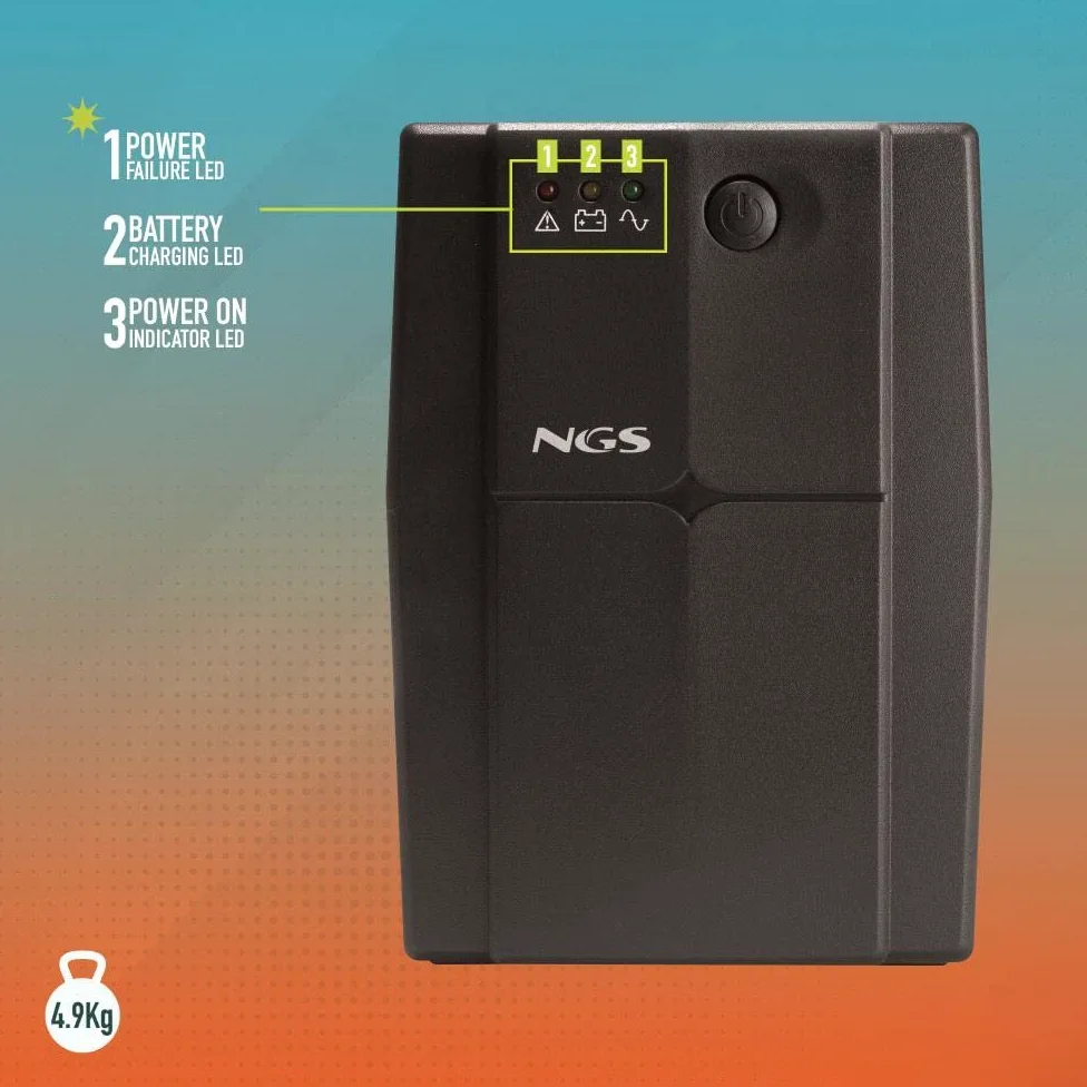 NGS FORTRESS1200V3 - Gruppo di continuità UPS, Off Line UPS 800 VA, Tensione a Uscita Stabile di 480W per 2 Prese Schuko