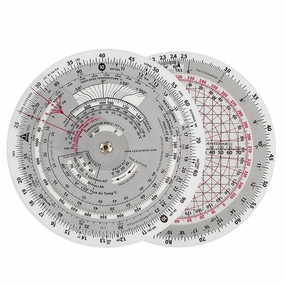 E6B-R Flight Computer Aviation Plotter Diapositiva Regola Per Aviazione Formazione di Volo, Efficiente E6B Per Plotter Aviazione Con Design Impermeabile Per Uso A Lungo Termine In Formazione (E6B-R)