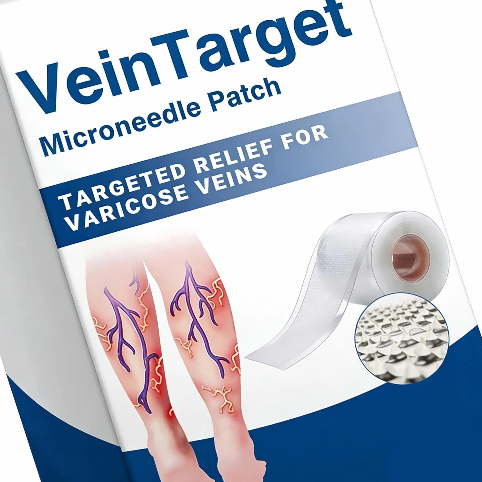 Cerotto con Microaghi per Vene Varicose, Trattamento Avanzato per Gambe, Traspirante Naturale