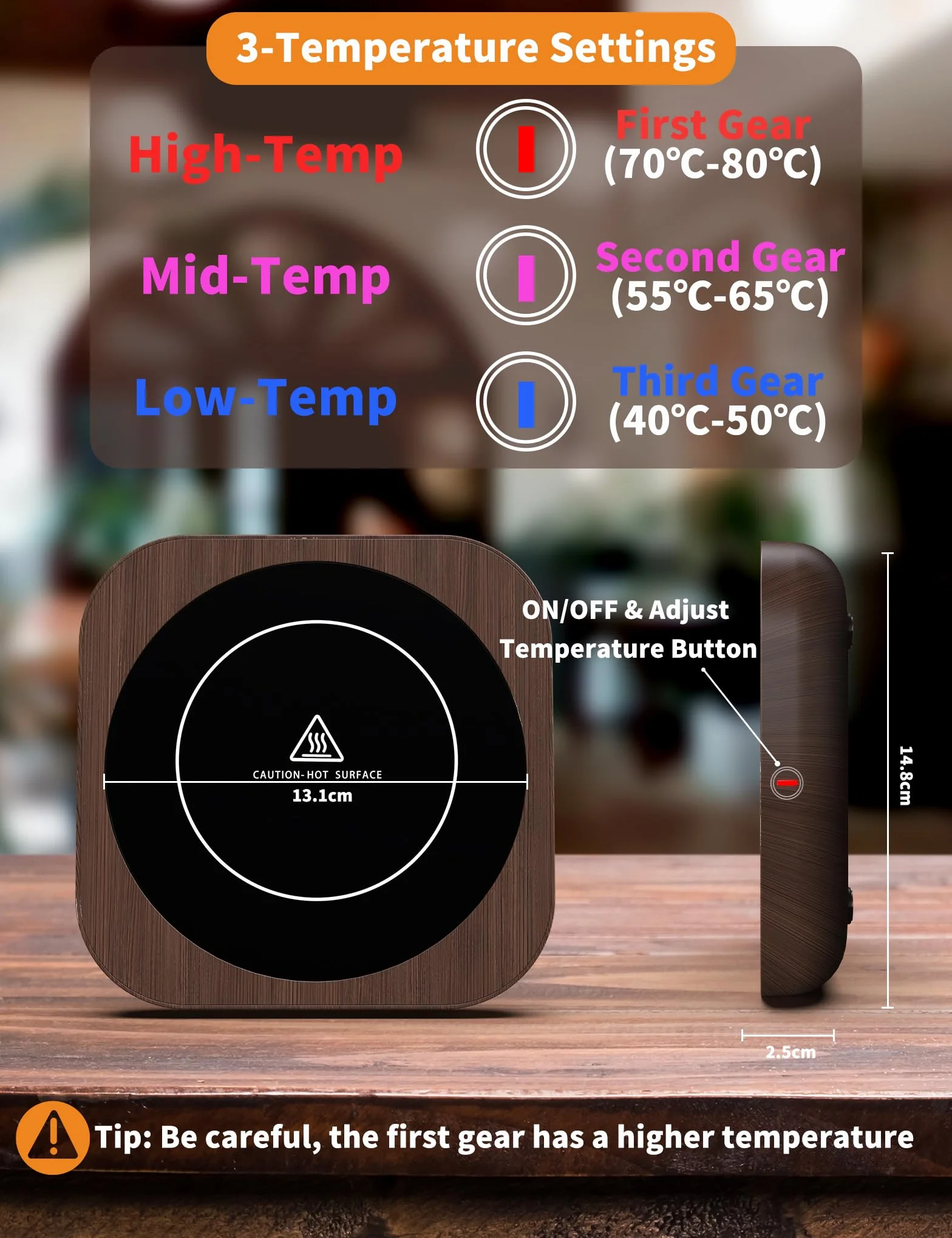 MQFORU Scaldatazze da Caffè Scaldabevande Elettrico con Tecnologia Touch a3 Temperature Regolabili (fino a 180 ℉/80 ℃), 4H Spegnimento Automatico Scaldatazze Scalda tè Regalo di Natale, DS1289