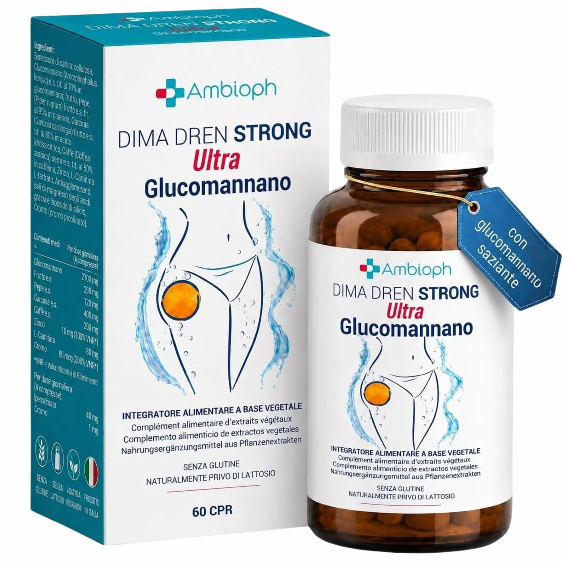 Drenante Forte Dimagrante con Bromelina Glucomannano Anticellulite 10 principi attivi