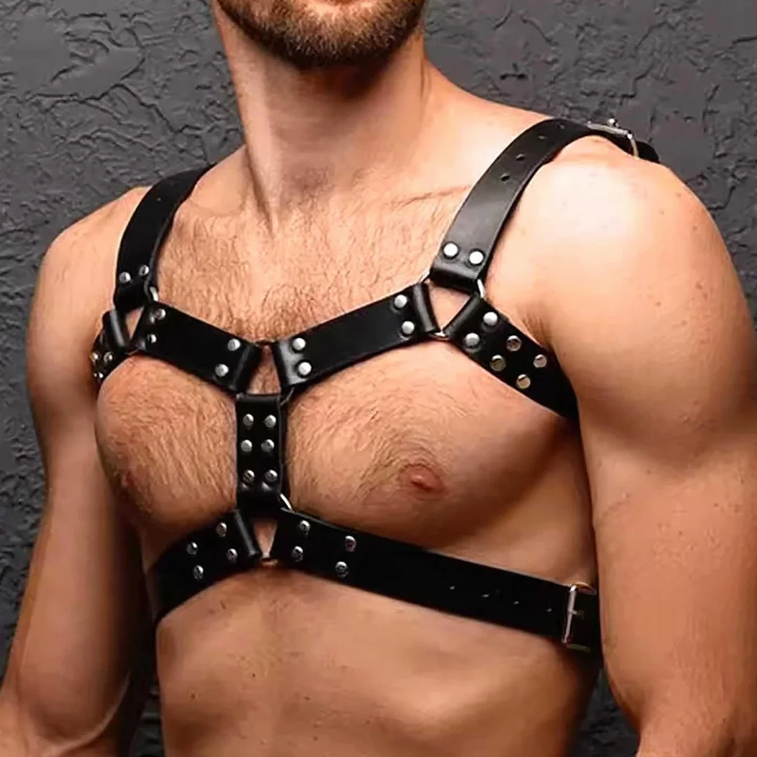 Harness Gay Leather PU Cintura pettorale Regolabile per Uomo Bondage Fetish Erotico