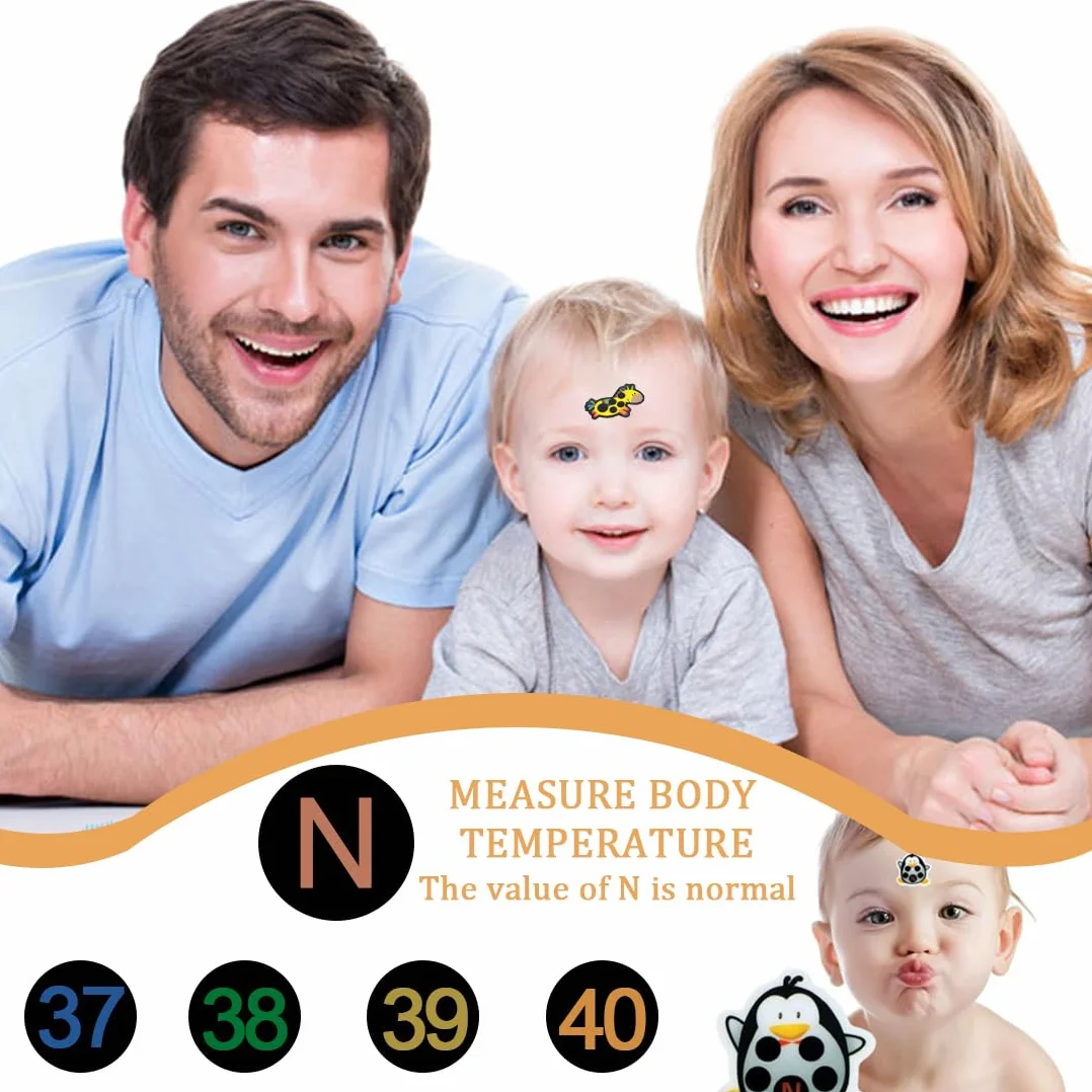 Adesivo Termometro Fronte Fumetto 6 Pezzi Strisce di Temperatura per Bambino Adulto
