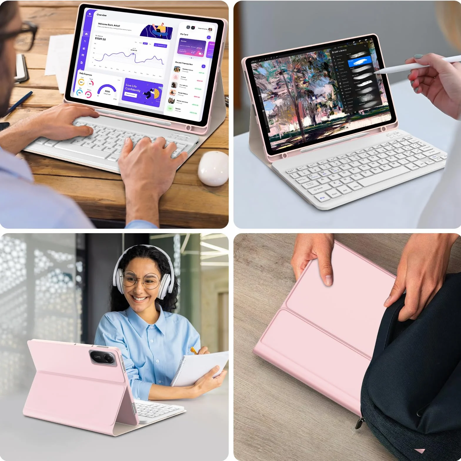 JADEMALL Custodia con Tastiera per Redmi Pad 2 11" 2025, Italiano QWERTY Tastiera Bluetooth Magnetica Staccabile per Redmi Pad 2 11 Pollici 2025, Rosa