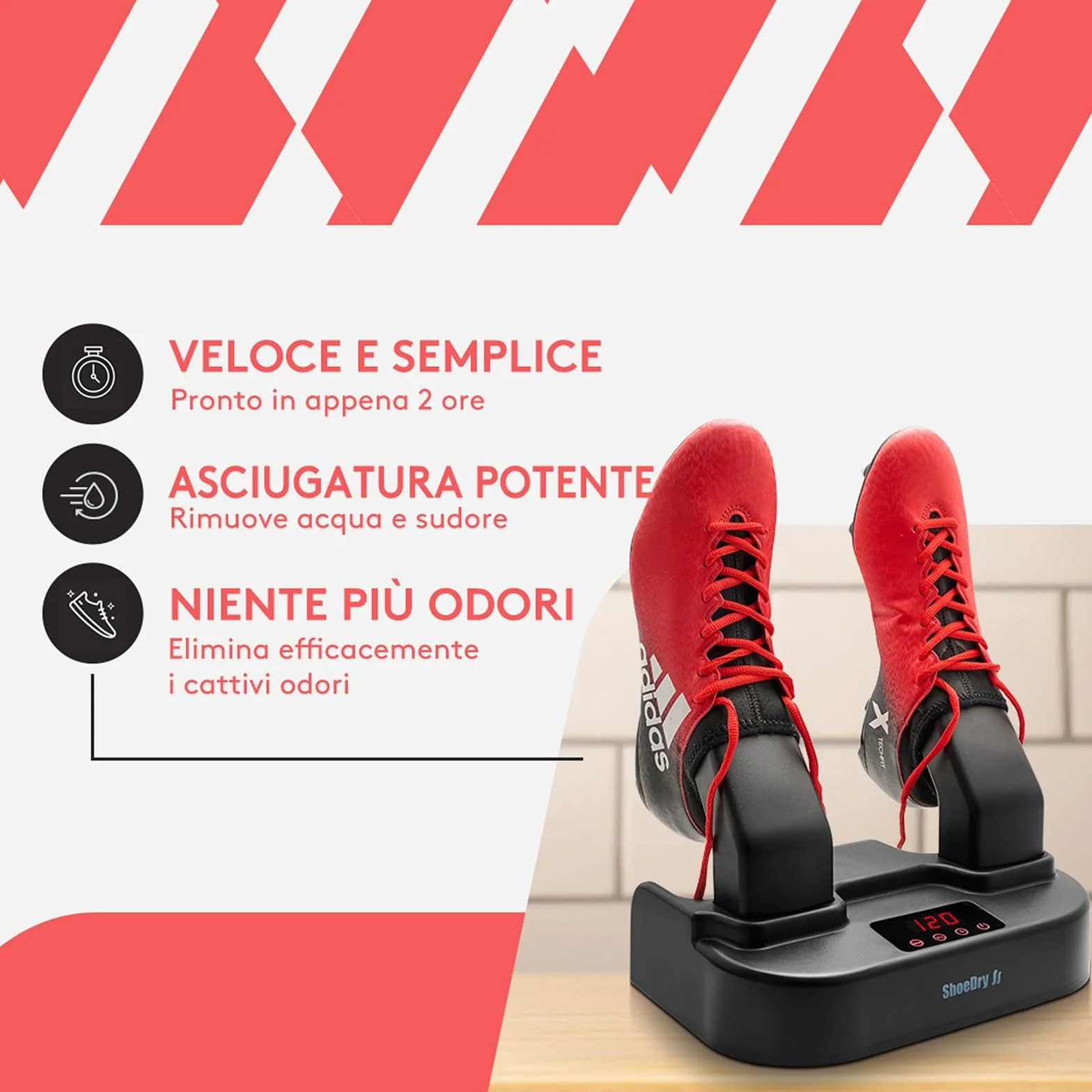 SHOEDRY OZONE Asciugascarpe Deodorante Scarpe Tecnologia Ozono Elimina batteri funghi