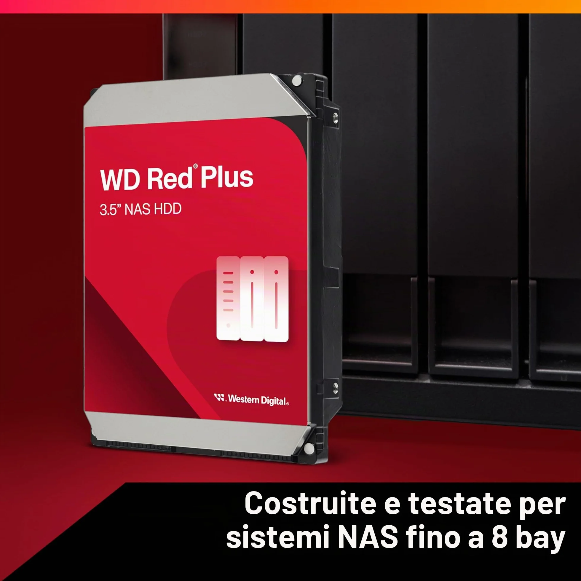 WD Red Plus 4TB NAS Hard Disk Interno 3,5" - 5400 RPM, SATA 6Gb/s, CMR, Cache da 256MB