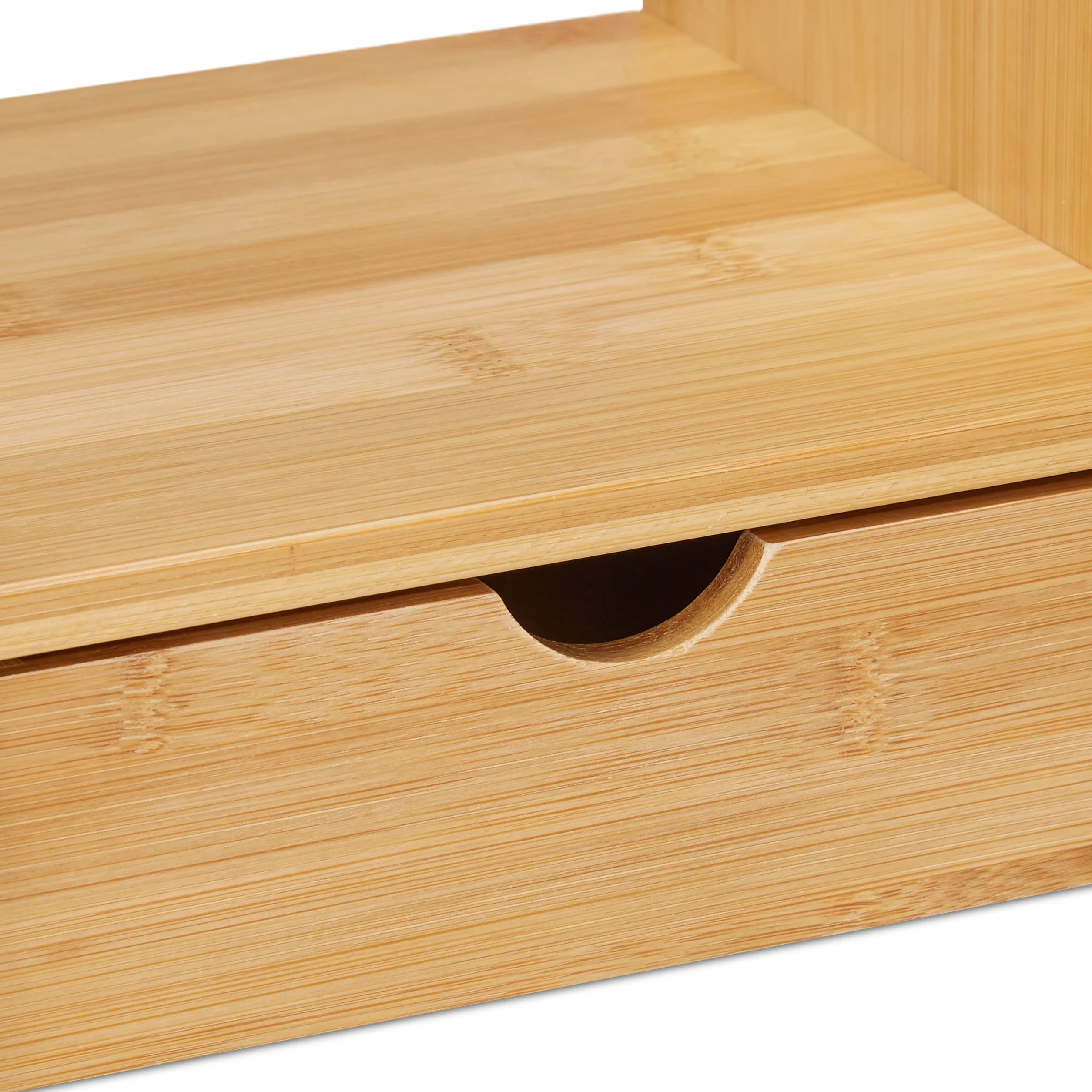 Relaxdays Supporto per Monitor, Rialzo per Schermo con Cassetto, Stand Computer Portatile, HLP 12 x 70 x 19 cm, Naturale