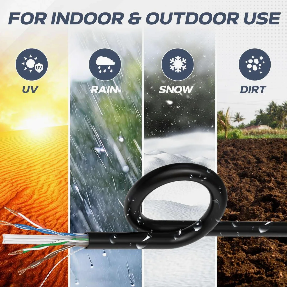 Cables Direct Online CAT6 500ft Outdoor 23 AWG 550MHz Cavo Ethernet UTP Filo di Alluminio Rivestito di Rame Solido Sepoltura Diretta UV