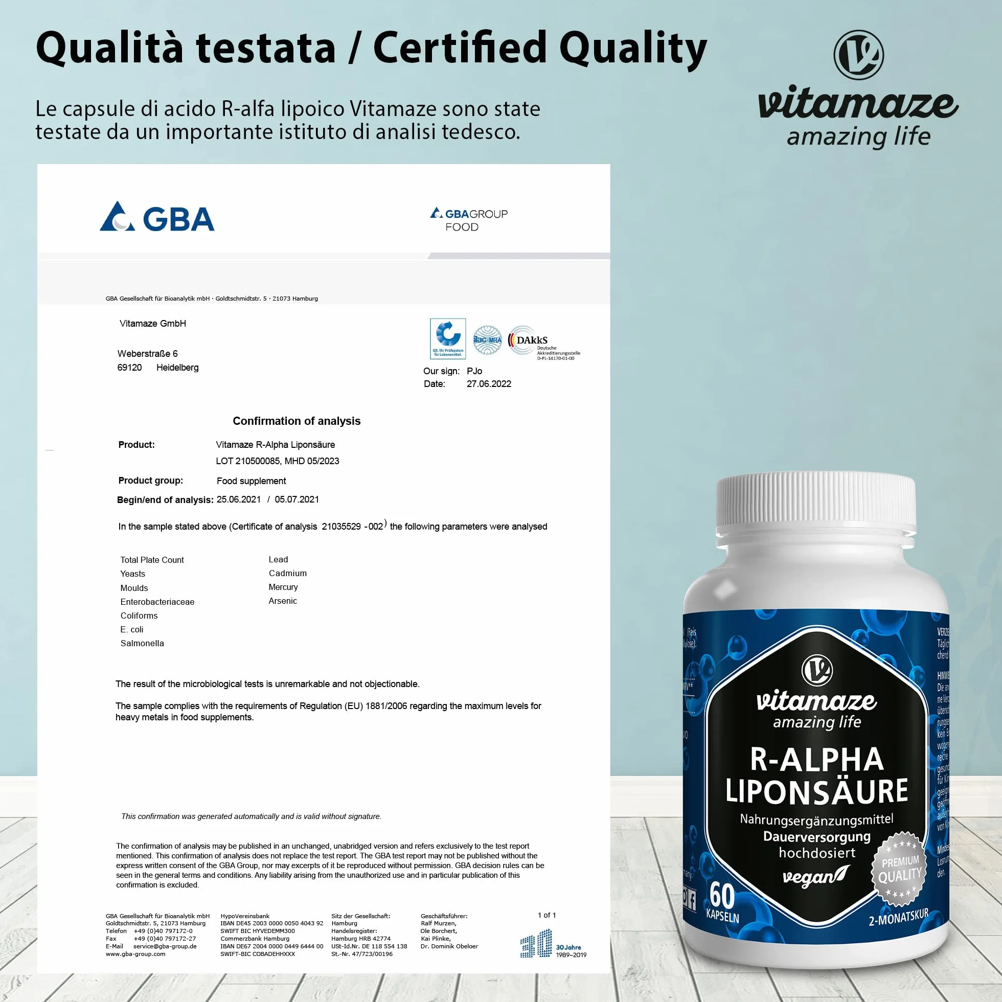 Acido Alfa Lipoico Capsule 200 mg 60 Capsule Antiossidanti Integratore Alimentare Vegan