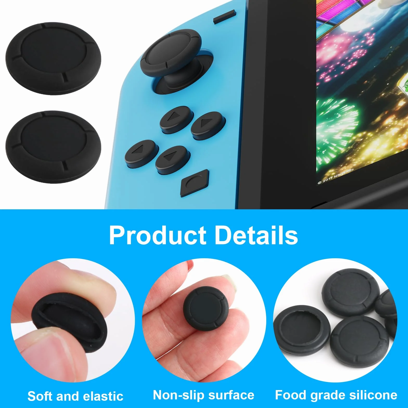 5 paia di tappi joystick in silicone per Nintendo Switch/Lite/OLED Thumb Grip Analogico Stick Cover per Pollice Manici di Protezione Controllore di Ricambio Caps Protezione Comfort Gaming Nero