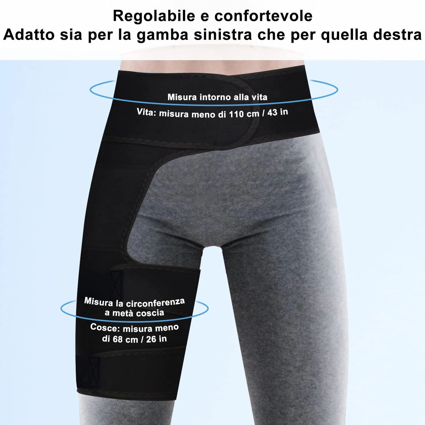 Supregear Supporto per Anca Coscia Compressione Fascia Tendine Ginocchio Antiscivolo Tutore Gamba Stabilizzatore Donne Uomini