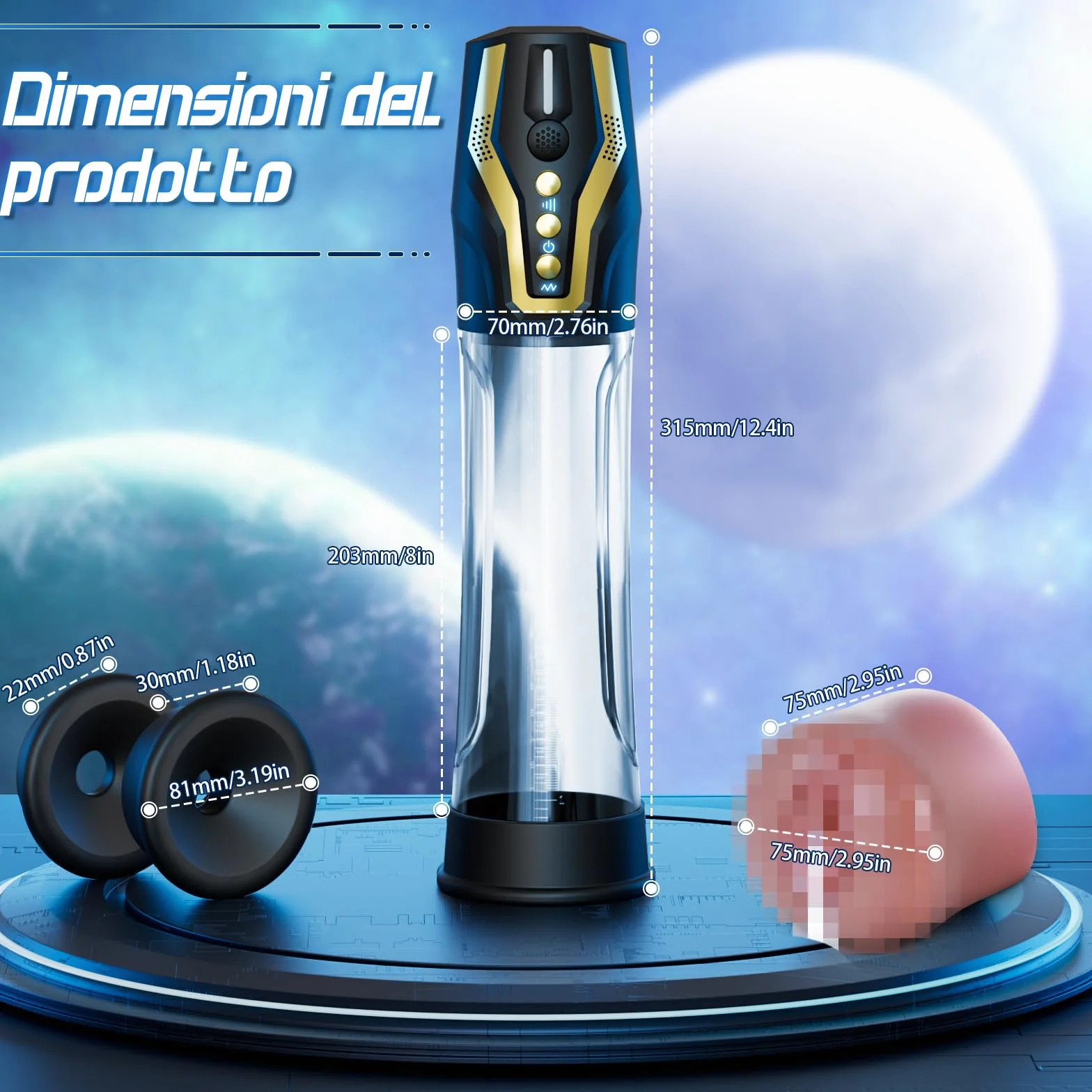 Pompa Pene Sex Toys Figa Masturbatore Maschile con Cockring, 4 Modalità di Suzione & Pompaggio, Dispositivo Vuoto Automatico