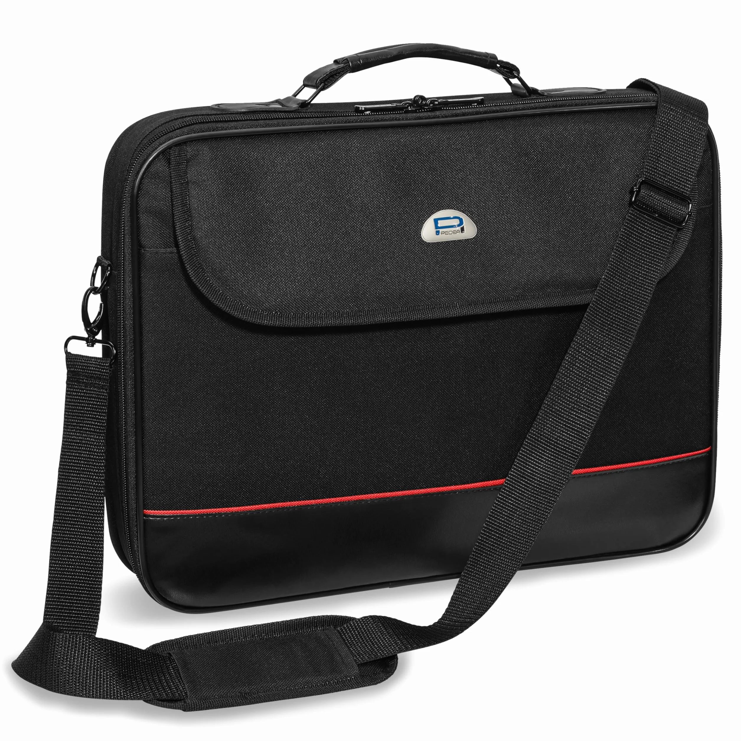 PEDEA - Borsa per Laptop *Trendline* Borsa per Notebook Fino a 18,4 Pollici - Borsa a Tracolla per Computer Portatile - Custodia per Laptop Nera - Borsa da Computer Uomo e Donna