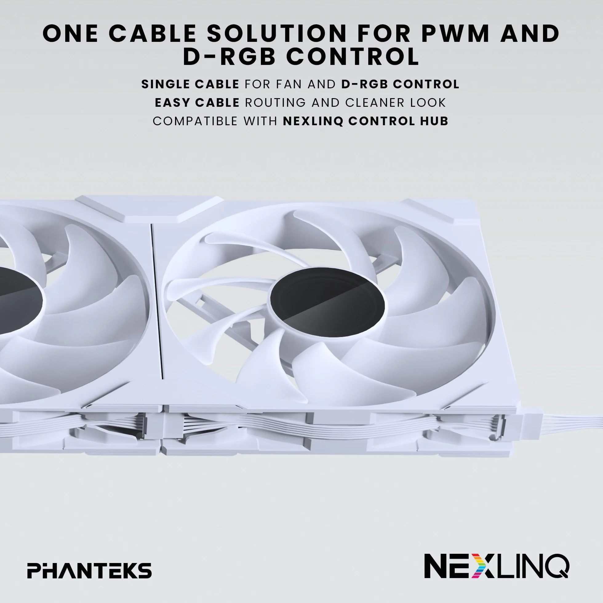 Phanteks M25-140 Gen2, 3er Pack, ventola di raffreddamento ad alte prestazioni ARGB da 140 mm, telaio ventola unificato a Daisy-Chain, hub Infinity Mirror, connessione a cavo singolo, Bianco