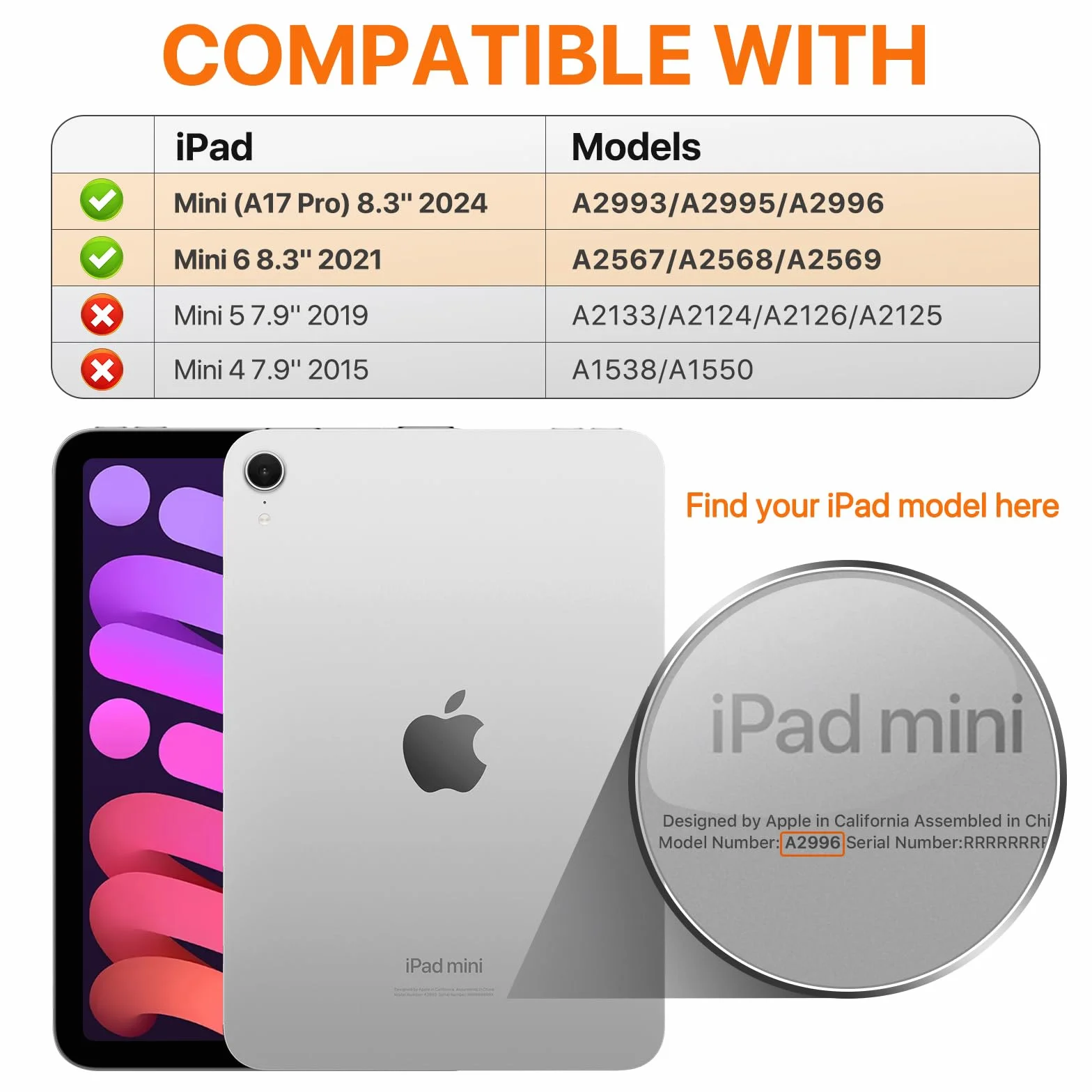 MoKo Custodia per iPad Mini (A17 PRO), iPad Mini 7a/6a Gen. 8,3 Pollici (2024/2021) Cover Sottile e Leggera in TPU Morbido Custodia Protettiva Morbido TPU Trasparente Antiurto Tablet Cover, Nero